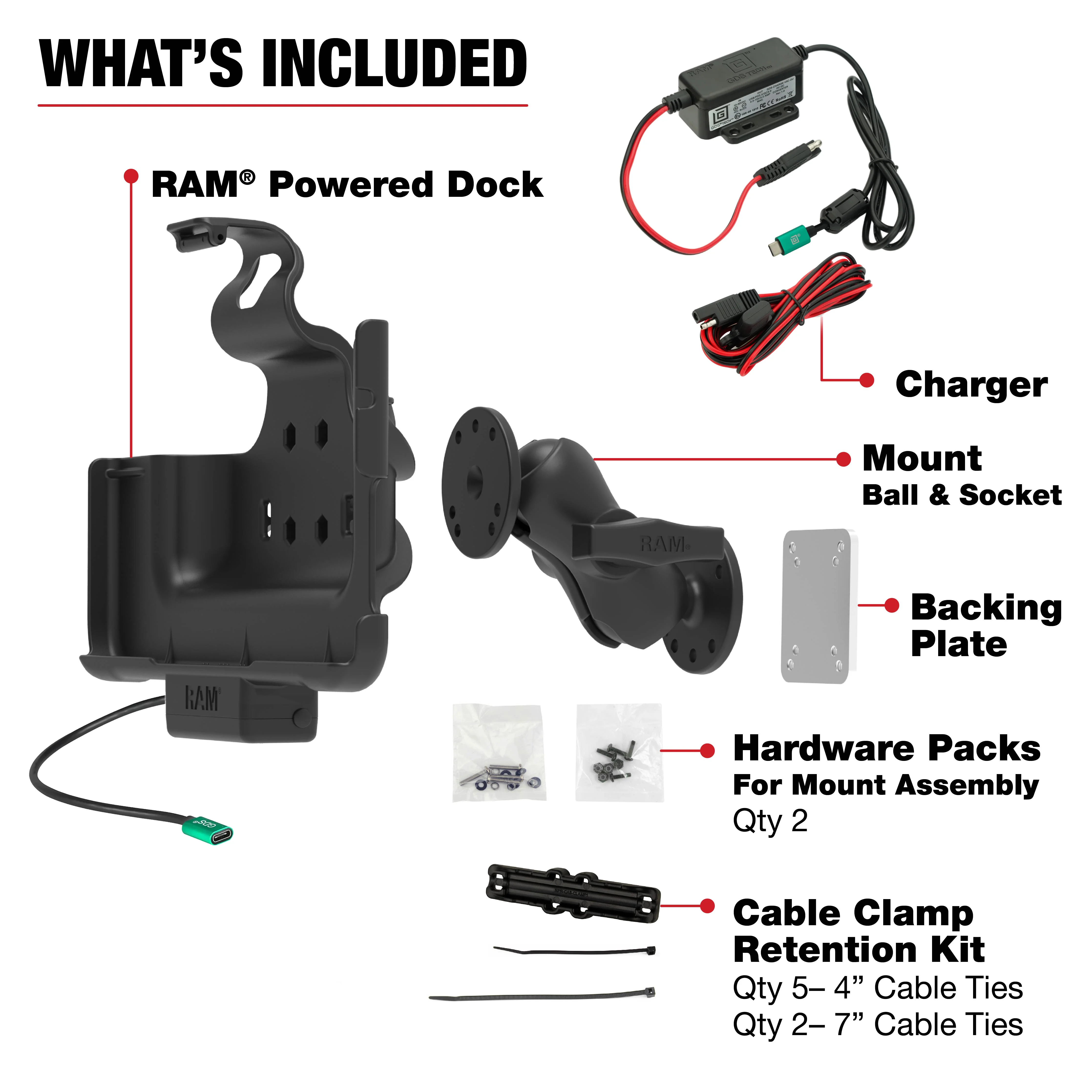 RAMĀ® Powered Dock & Dashboard Mount for Samsung Tab Active5 Pro & 4 Pro - Image 5