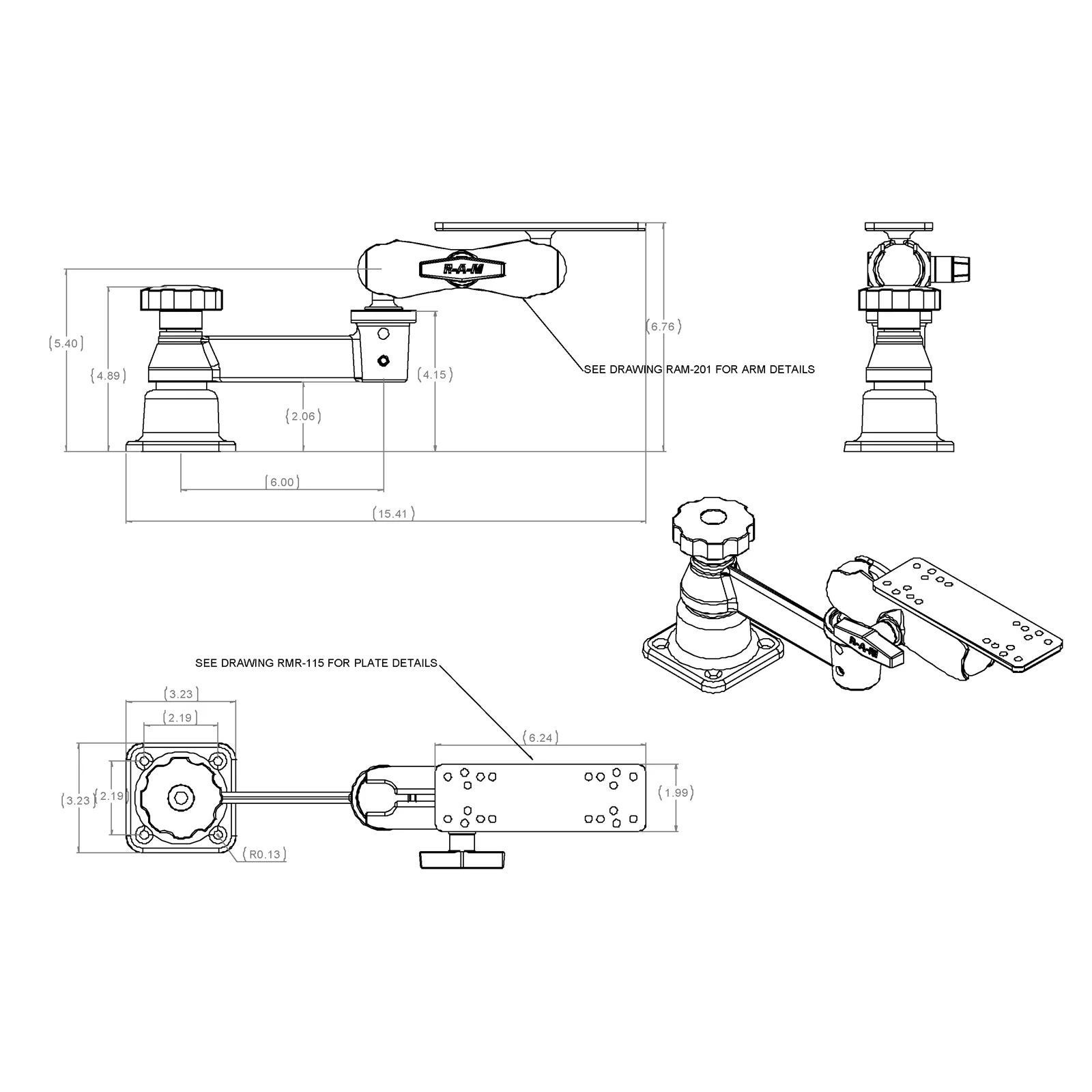 RAMĀ® Horizontal Swing Arm with Double Ball Mount - Image 3