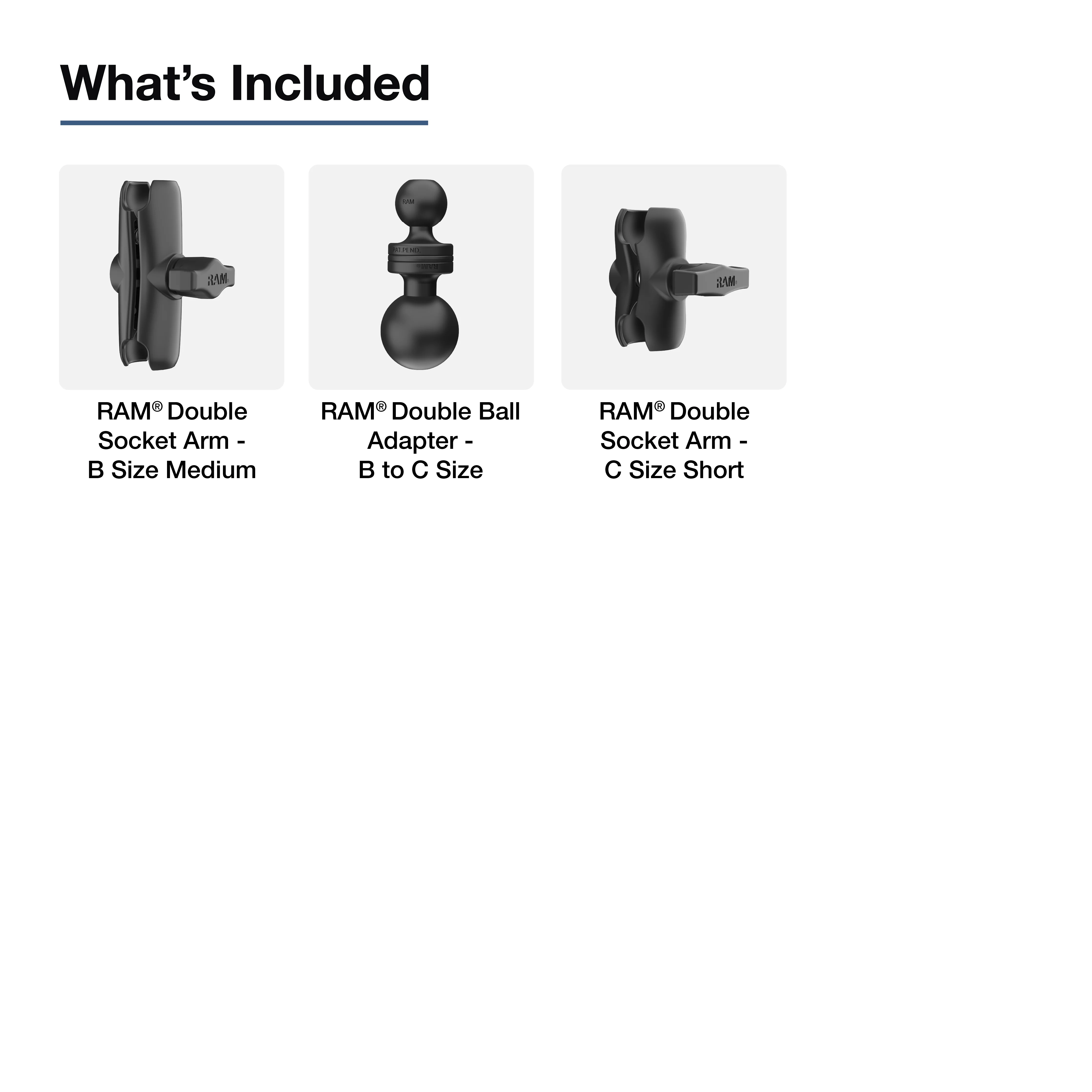 RAMĀ® 9" Long C Size to B Size Double Socket Arm Extension - Image 3