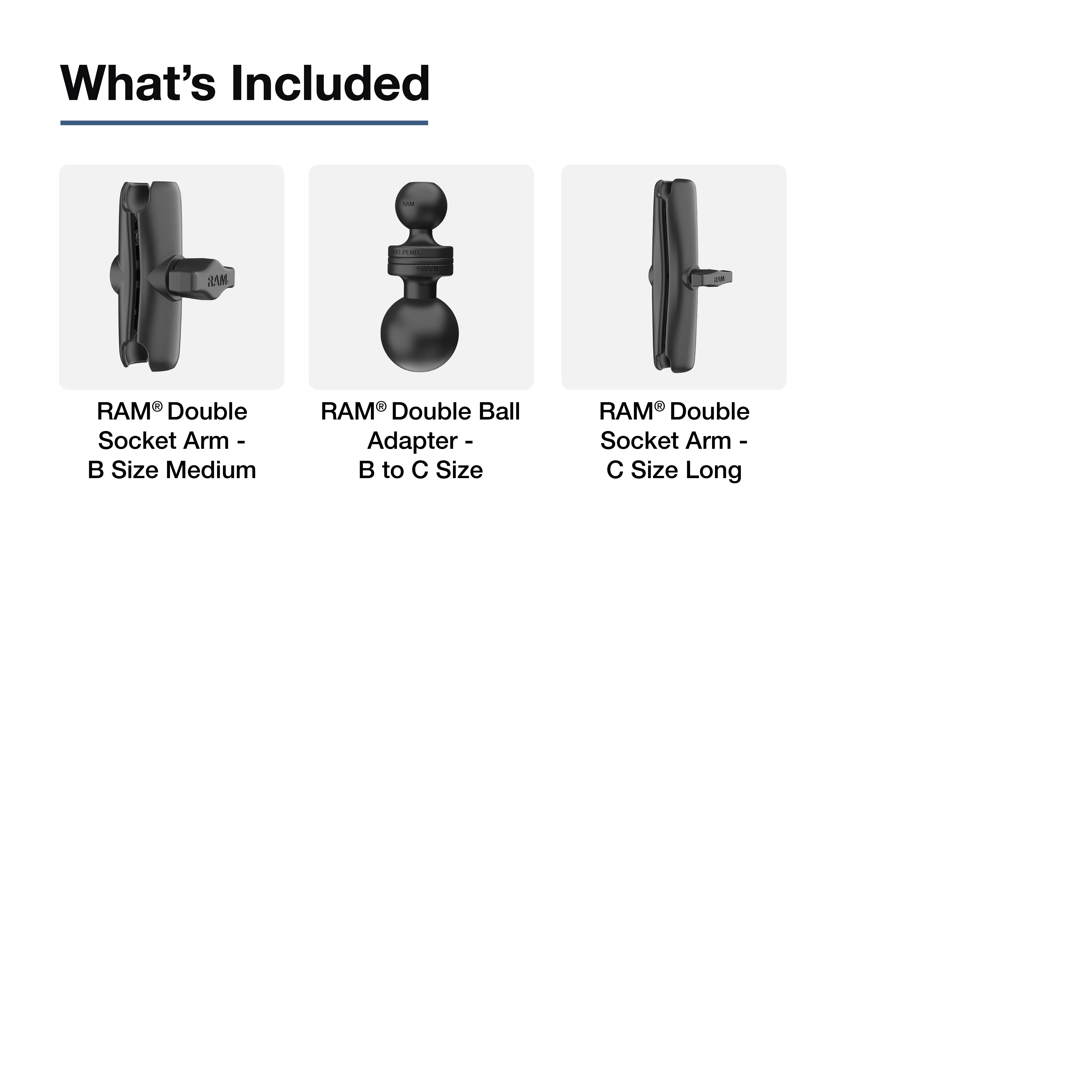RAMĀ® 14.5" Long C Size to B Size Double Socket Arm Extension - Image 3
