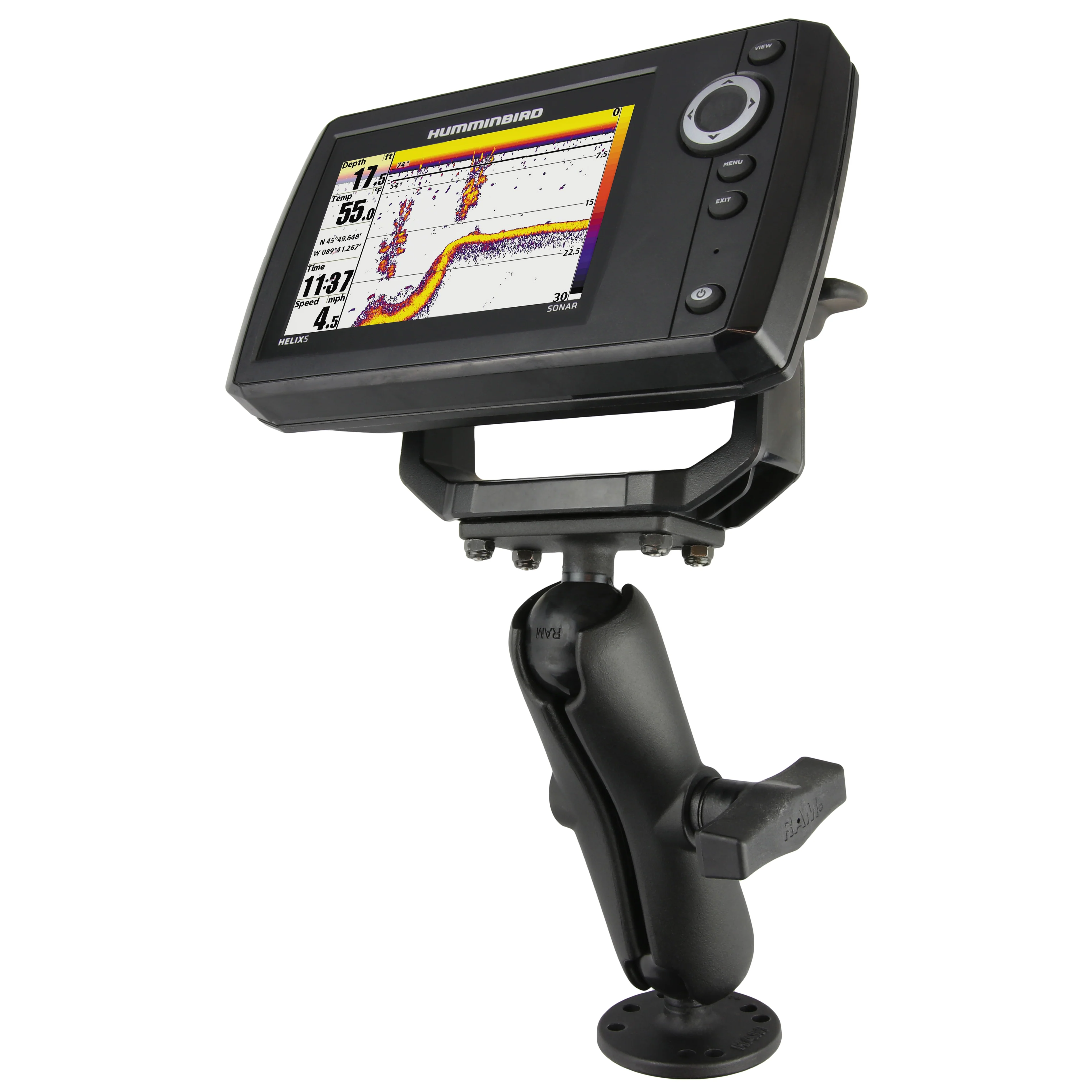 RAMĀ® Drill-Down Double Ball Mount for Humminbird Helix 5 - Medium