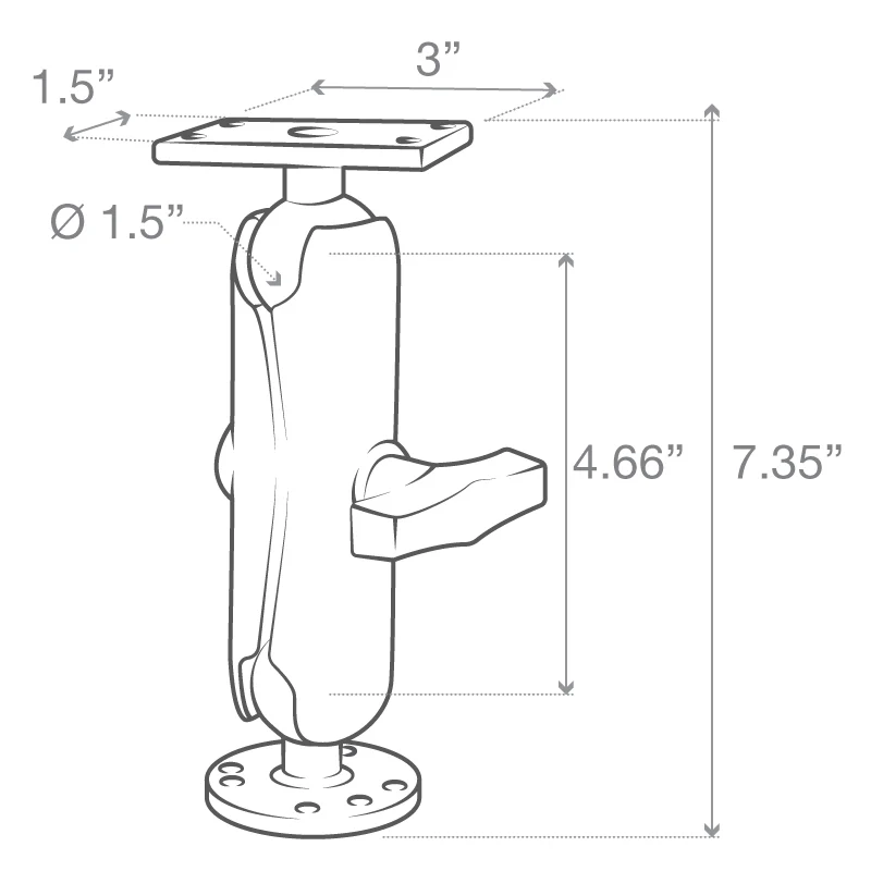 RAMĀ® Drill-Down Double Ball Mount for Humminbird Helix 5 - Medium - Image 5