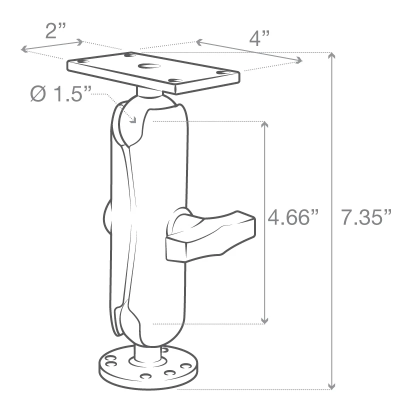 RAMĀ® Drill-Down Double Ball Mount for Humminbird Helix 7 - Medium - Image 5