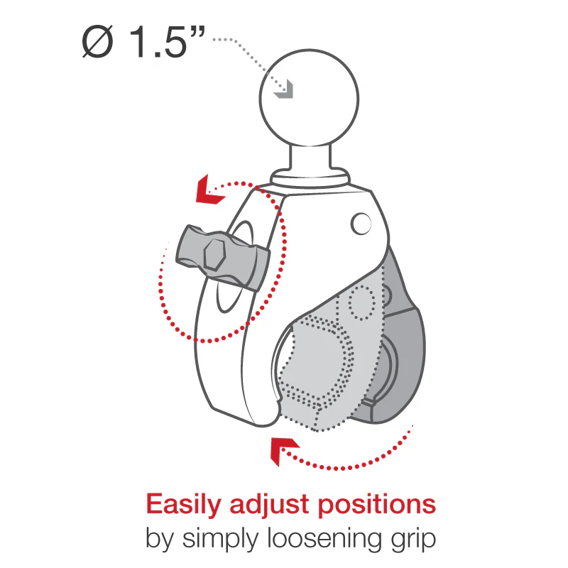 RAM® Tough-Claw™ Small Clamp Mount with Round Plate Adapter - Medium - Image 3
