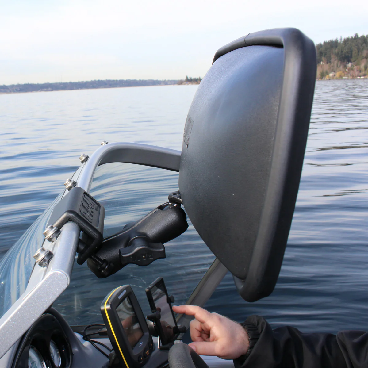 RAM® Glare Shield Clamp Mount with Rear View Mirror - Image 2