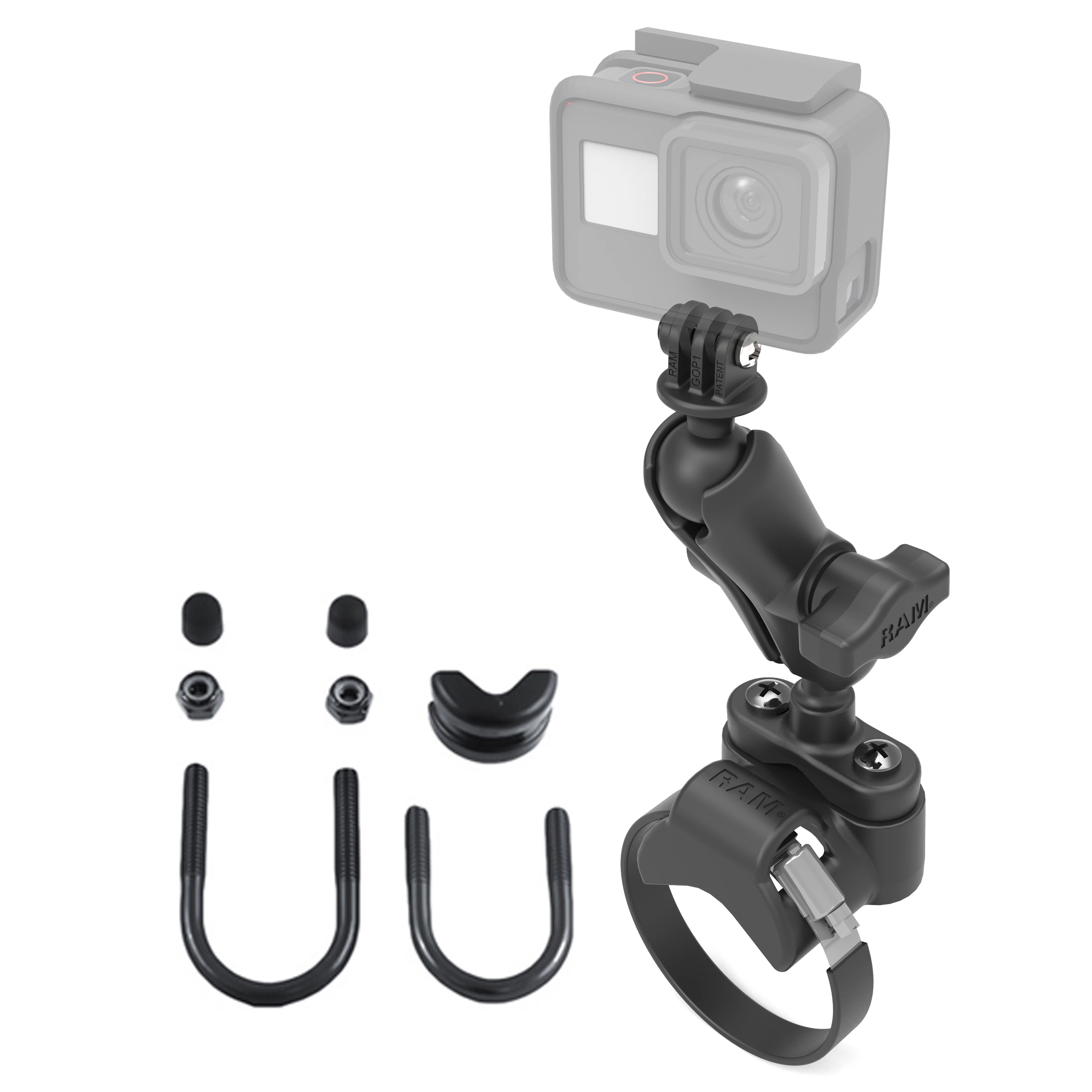 RAM® ATV/Side By Side Handlebar U-Bolt Mount with Action Camera Adapter