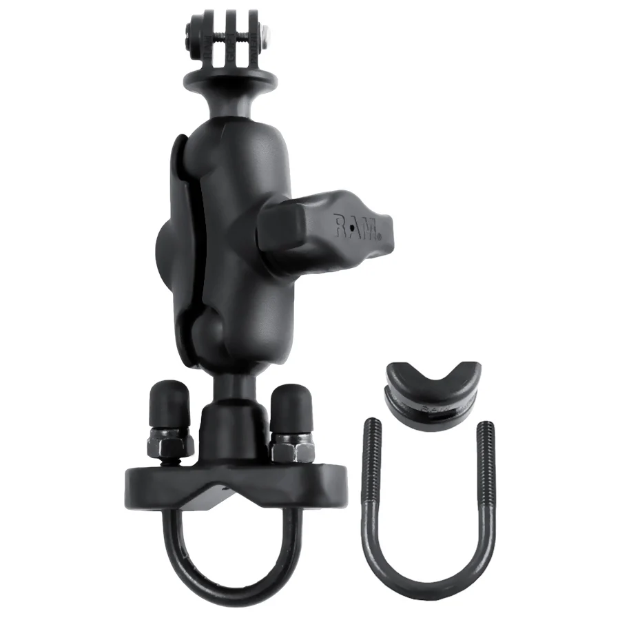 RAMĀ® U-Bolt Double Ball Mount with Action Camera Adapter - Short - Image 3