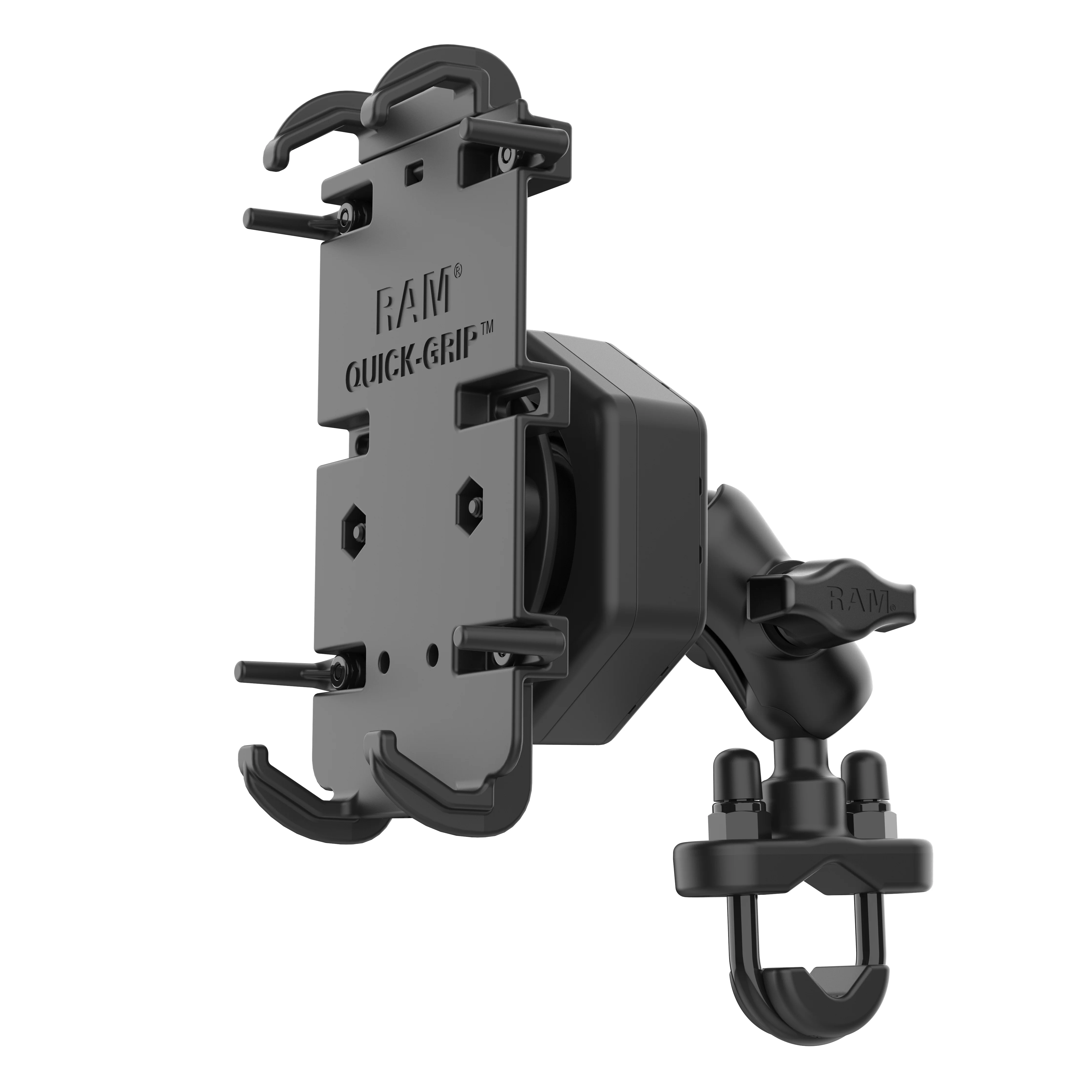 RAM® Quick-Grip⢠XL Phone Mount with Vibe-Safe⢠& U-Bolt Base - Short