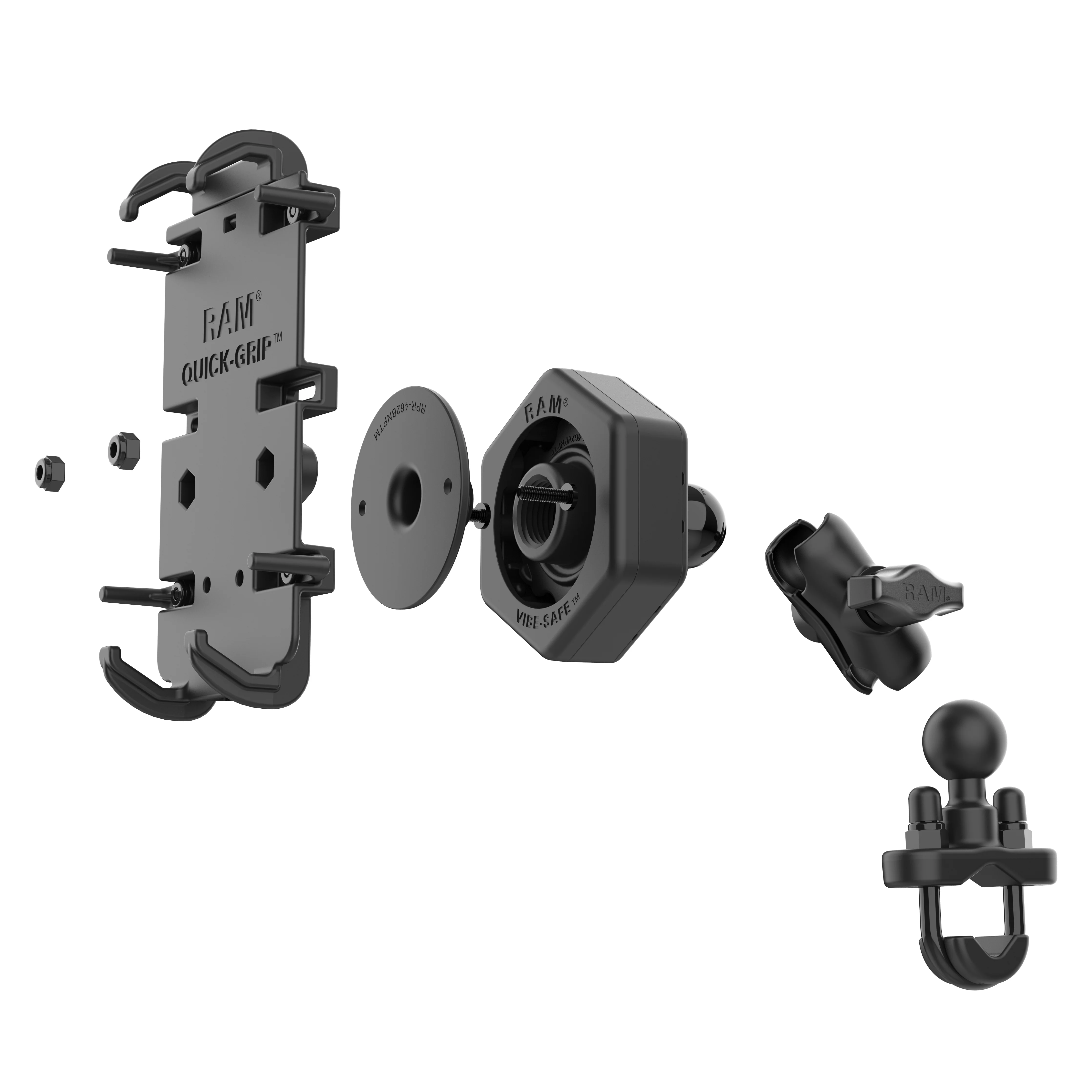 RAM® Quick-Grip⢠XL Phone Mount with Vibe-Safe⢠& U-Bolt Base - Short - Image 3