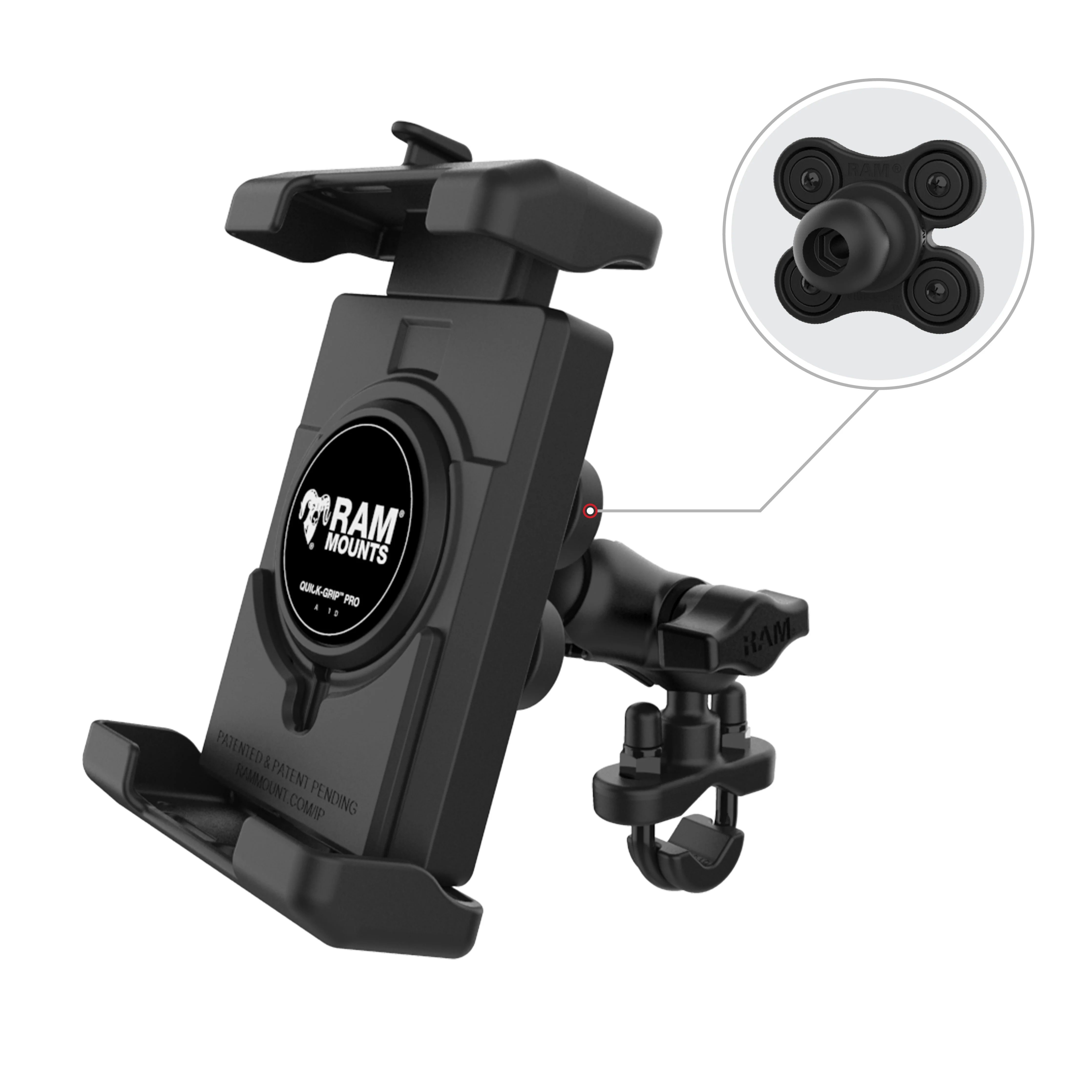 RAM® Quick-Grip⢠Pro XL Vibration Damping Phone Mount with U-Bolt Base - Image 2