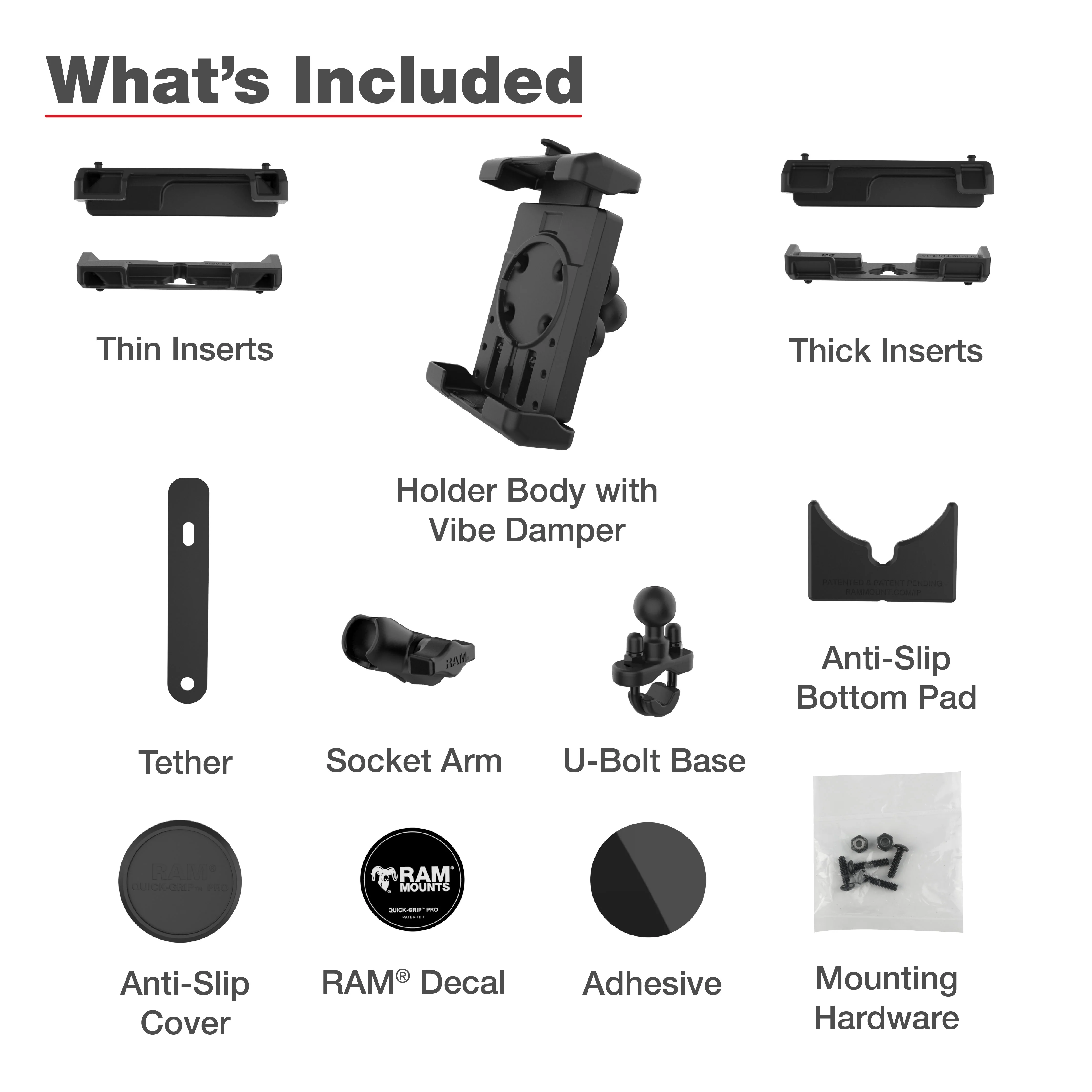 RAM® Quick-Grip⢠Pro XL Vibration Damping Phone Mount with U-Bolt Base - Image 7
