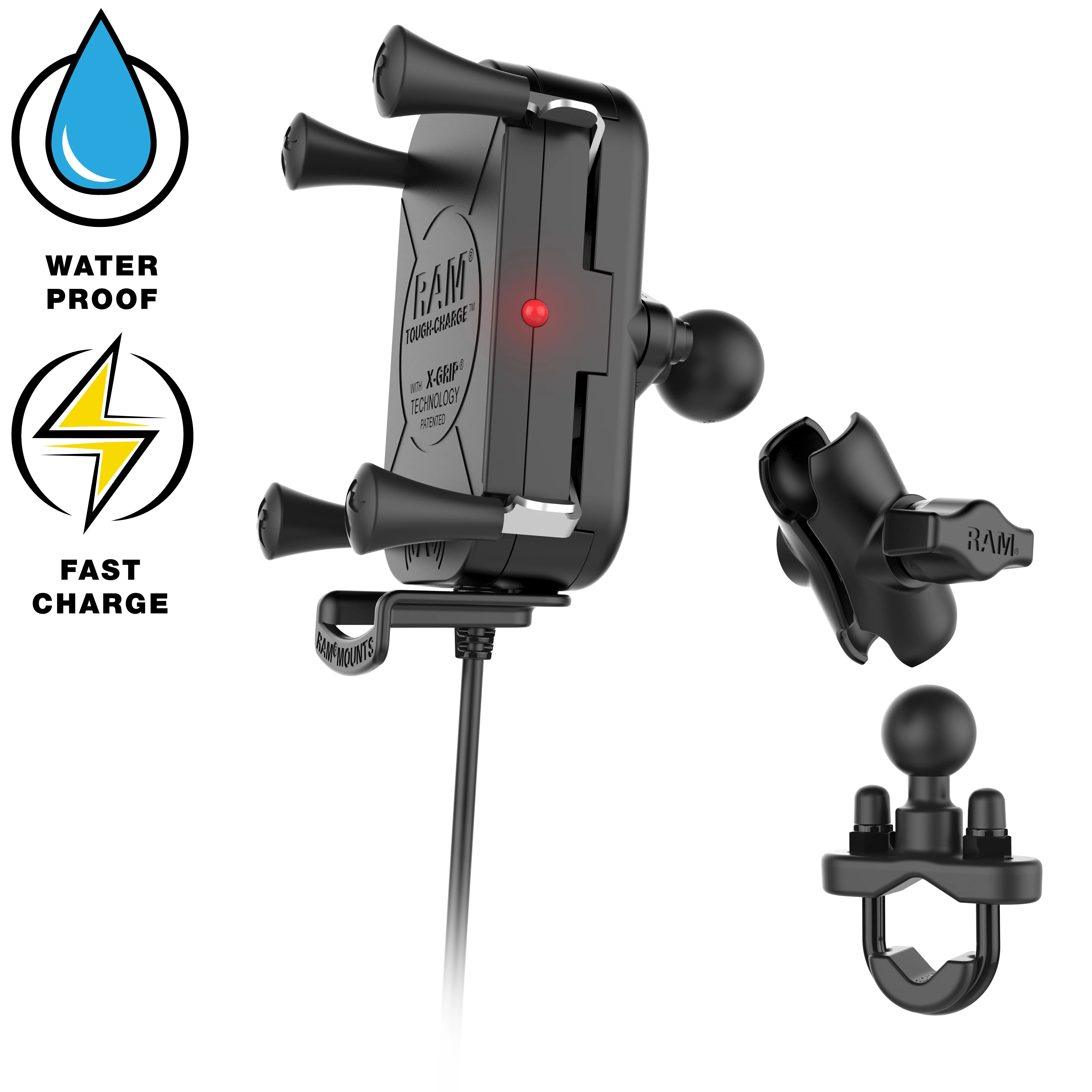 RAM® Tough-Charge™ 15W Waterproof Wireless Charging Motorcycle Mount - Image 3