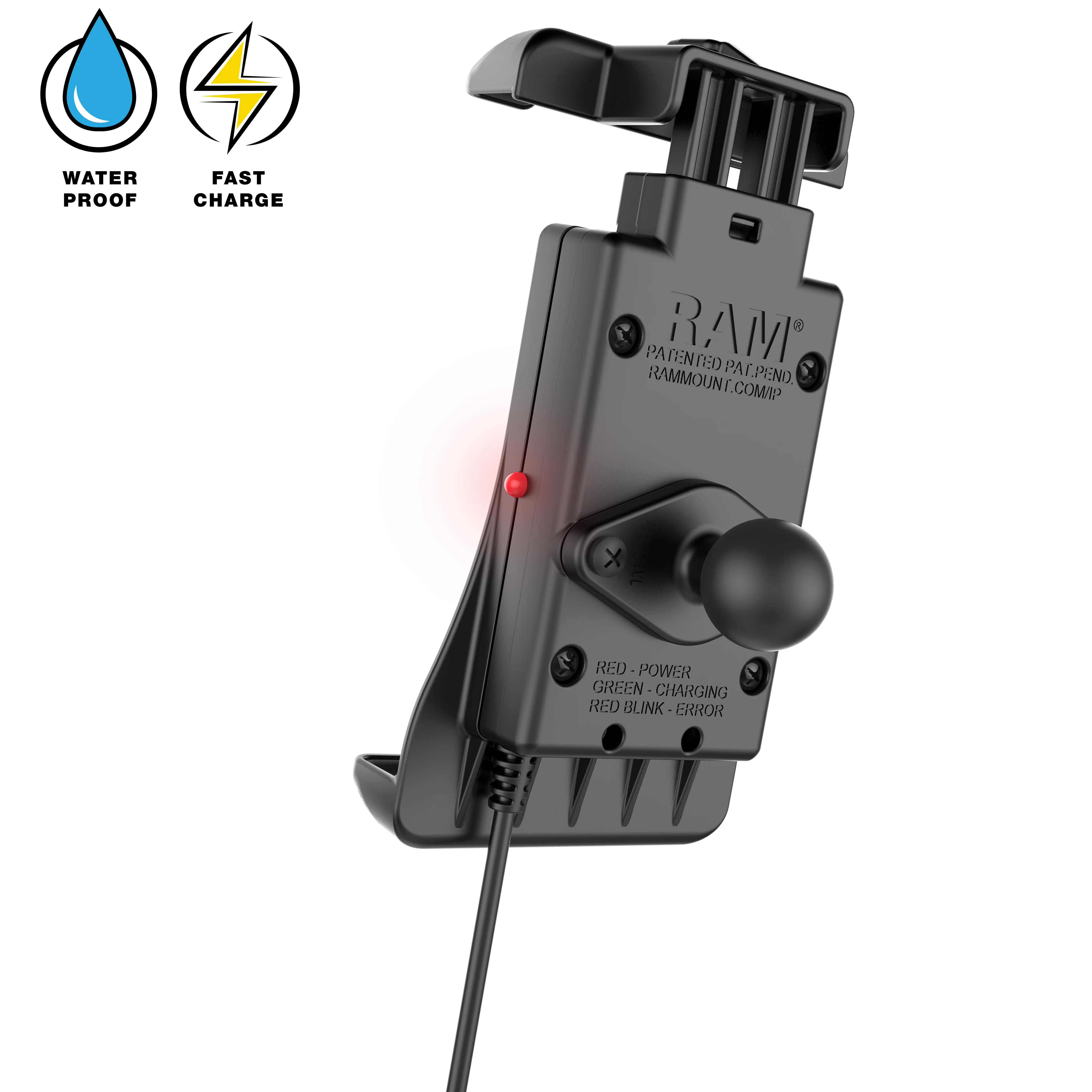 RAM® Quick-Grip™ 15W Waterproof Wireless Charging Handlebar Mount - Image 4