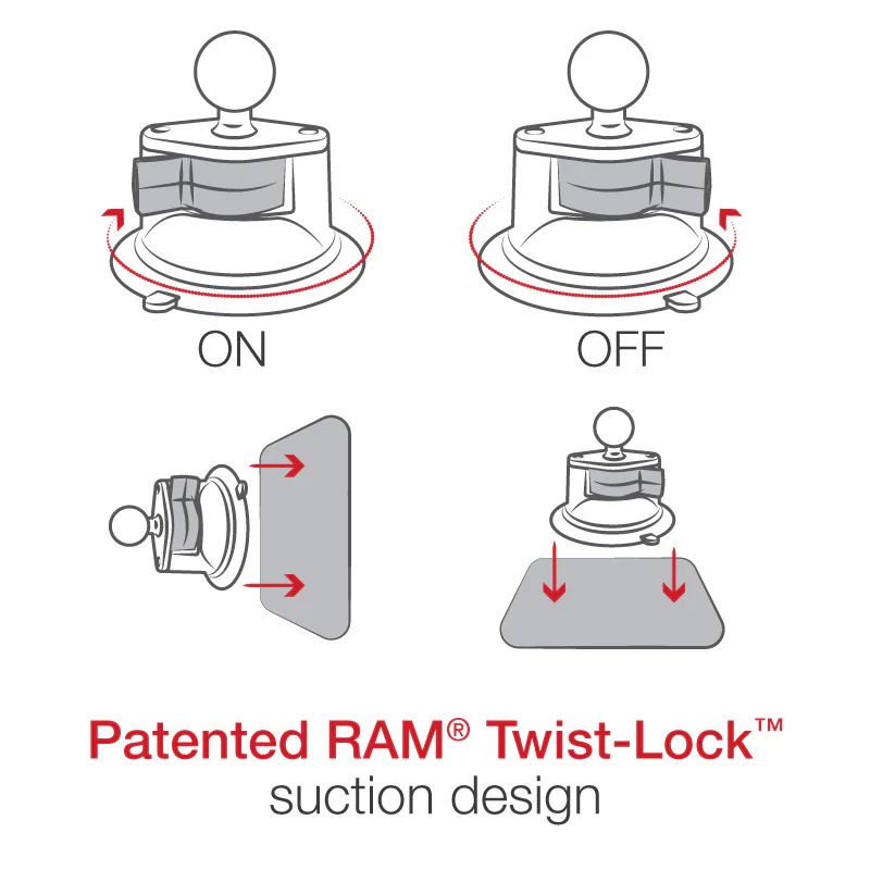 RAM® Twist-Lock⢠Suction Cup Mount with Swivel Socket Arm & Sun Visor - Image 7