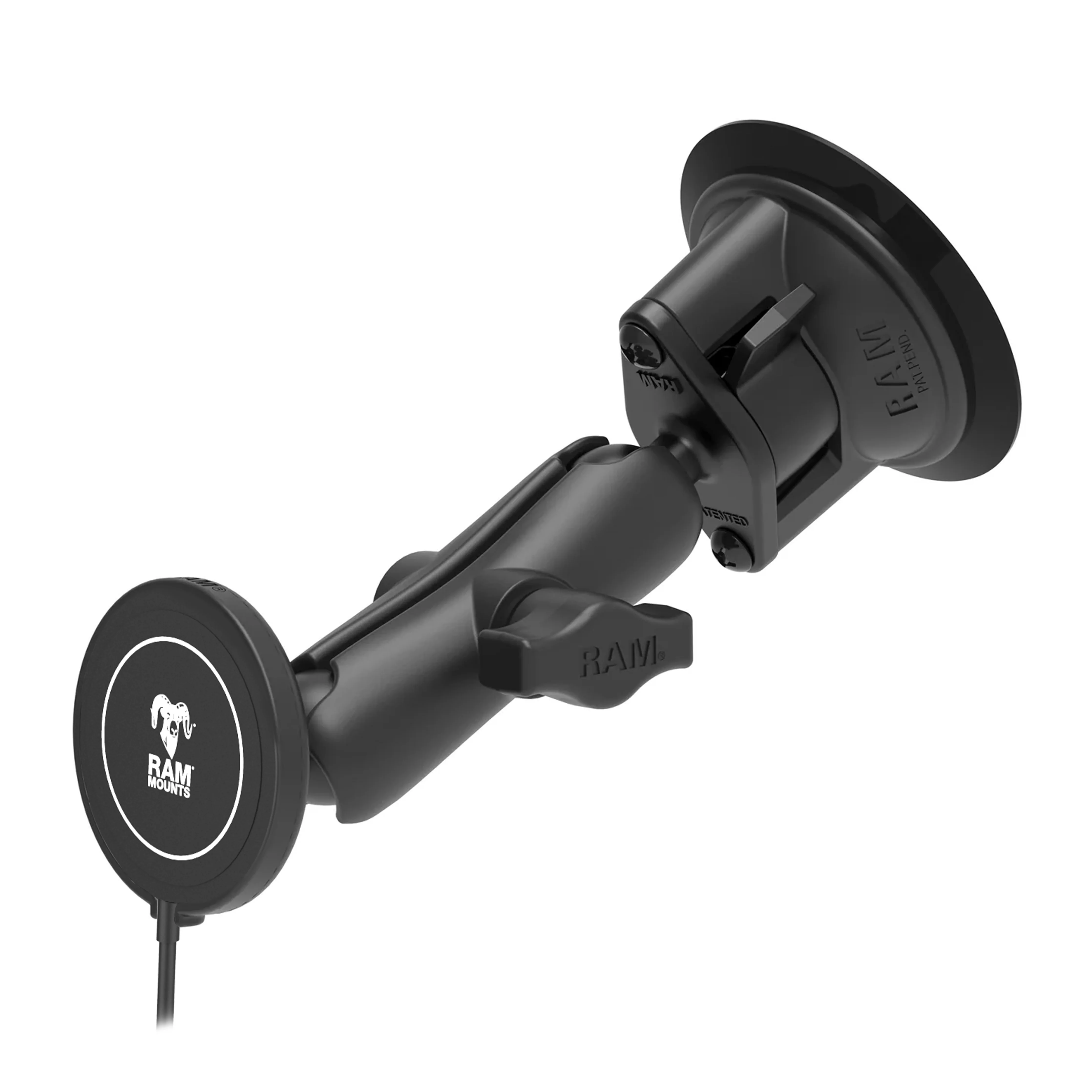 RAM® Twist-Lock⢠Suction Cup Mount with RAM® Qi2 15W Wireless Charger