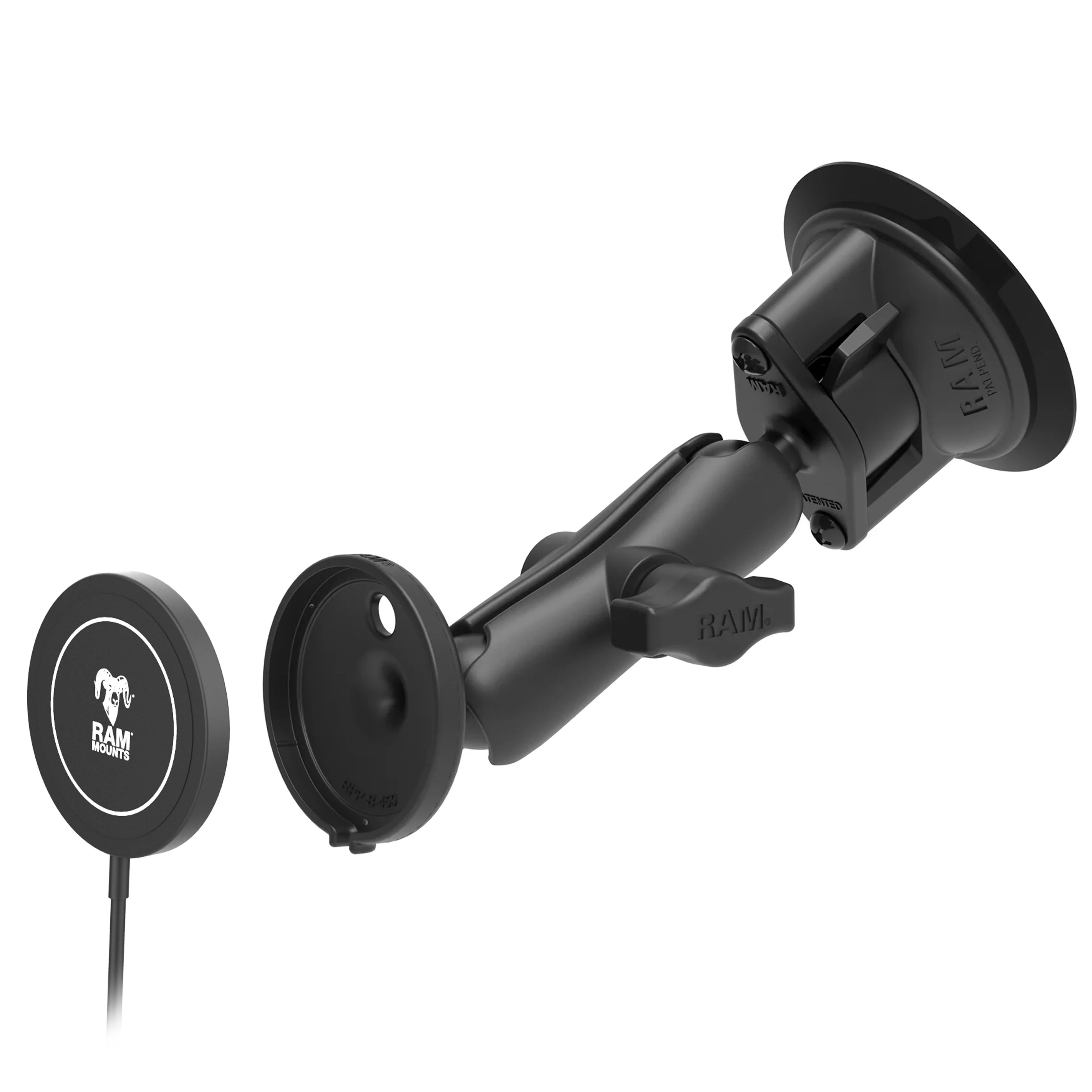 RAM® Twist-Lock⢠Suction Cup Mount with RAM® Qi2 15W Wireless Charger - Image 2