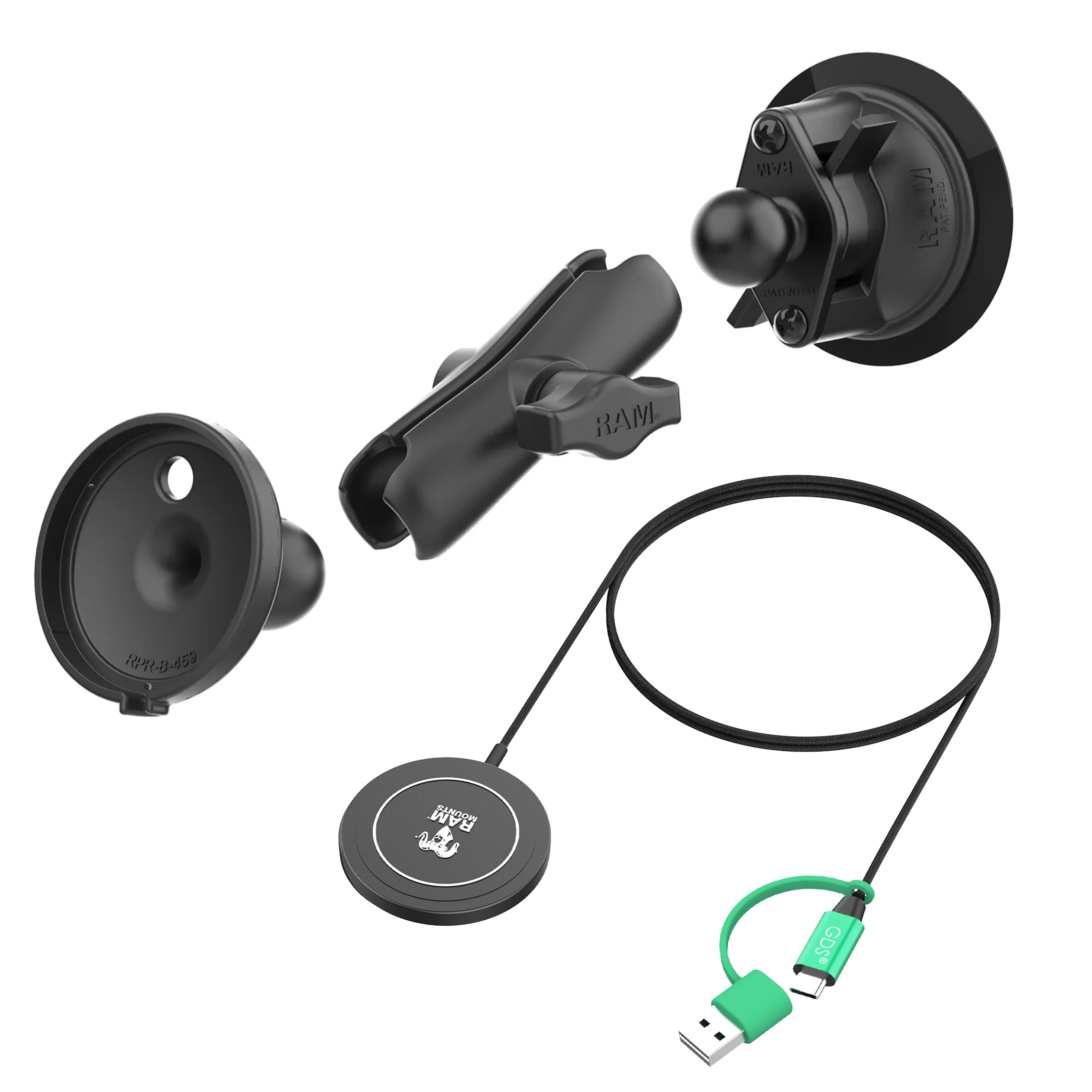 RAM® Twist-Lock⢠Suction Cup Mount with RAM® Qi2 15W Wireless Charger - Image 4