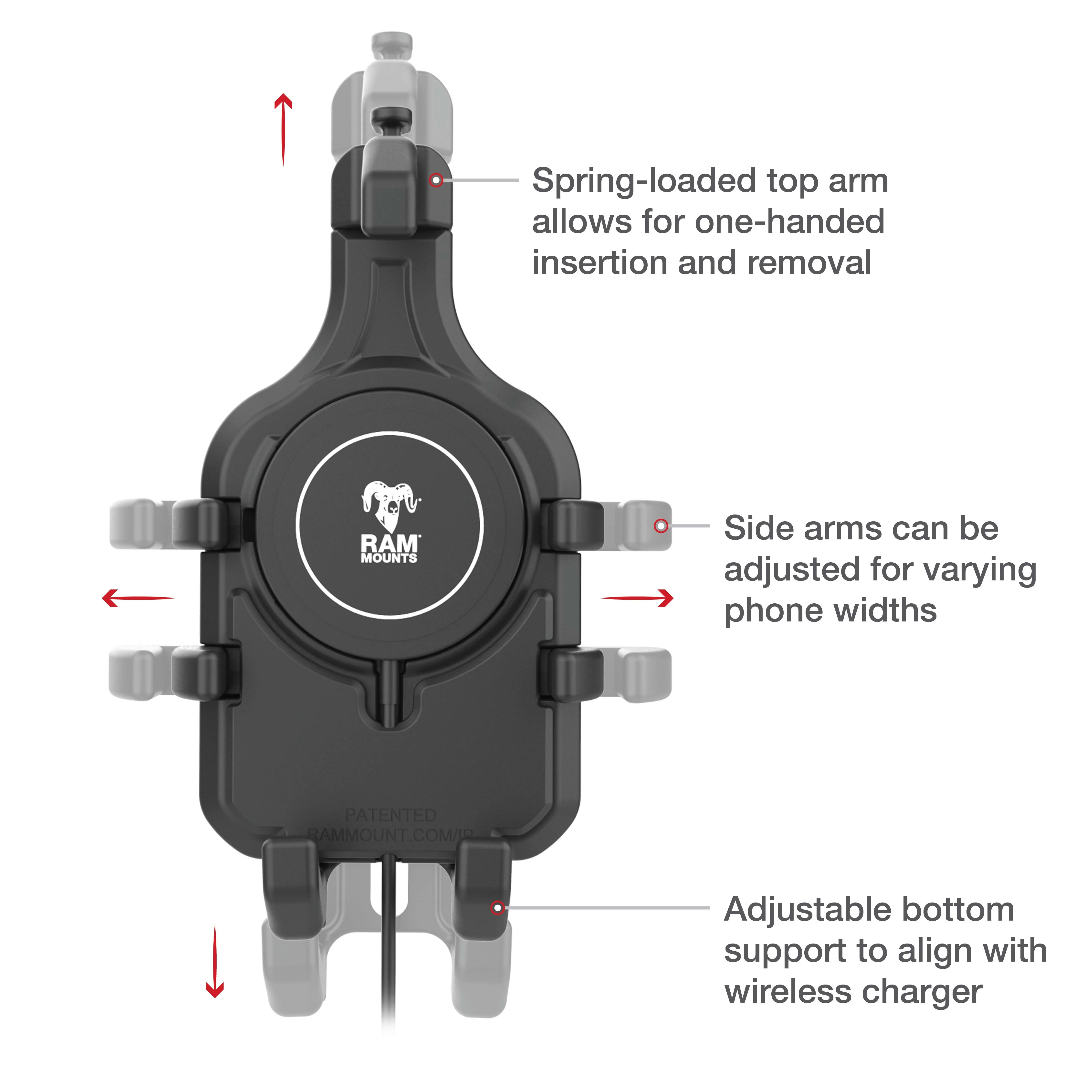 RAM® Quick-Grip⢠Pro Suction Cup Mount with Qi2 15W Wireless Charger - Image 4