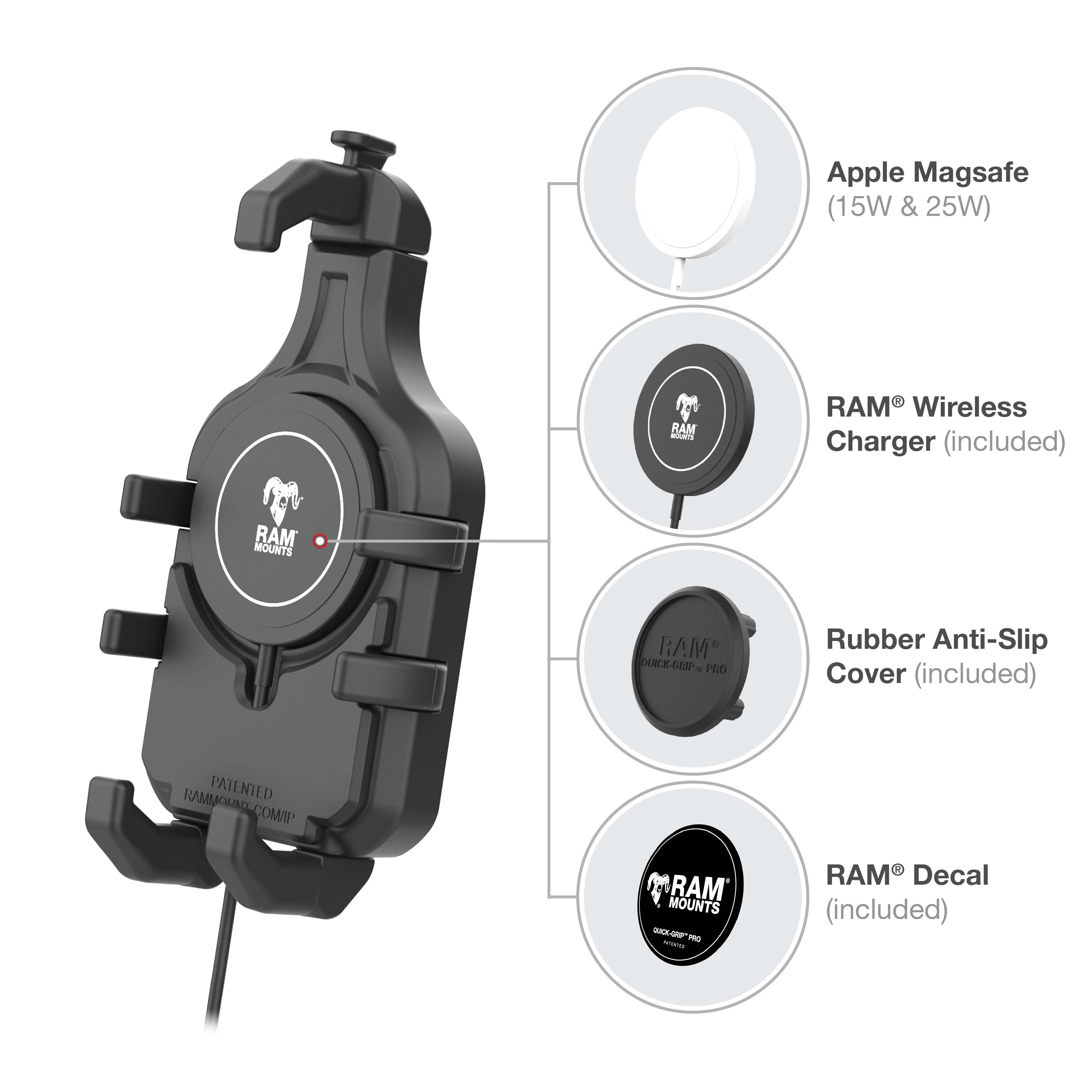 RAM® Quick-Grip⢠Pro Suction Cup Mount with Qi2 15W Wireless Charger - Image 5