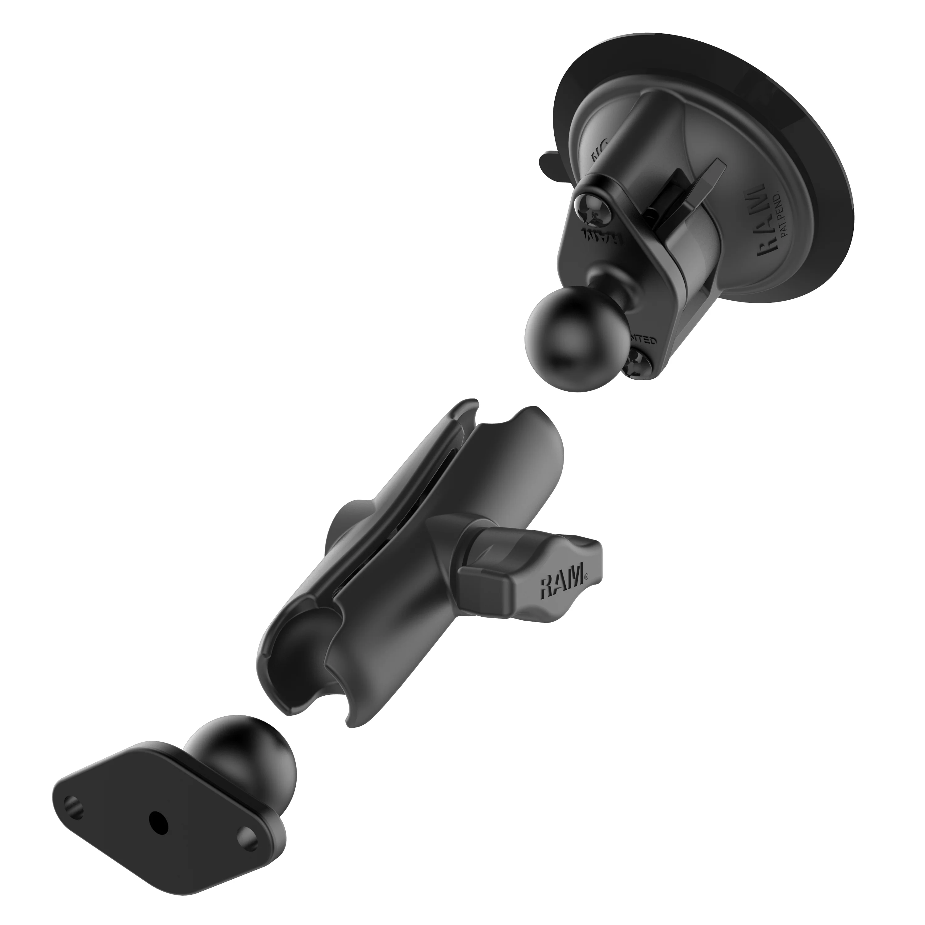 RAM® Twist-Lock⢠Suction Cup Double Ball Mount - Medium - Image 2