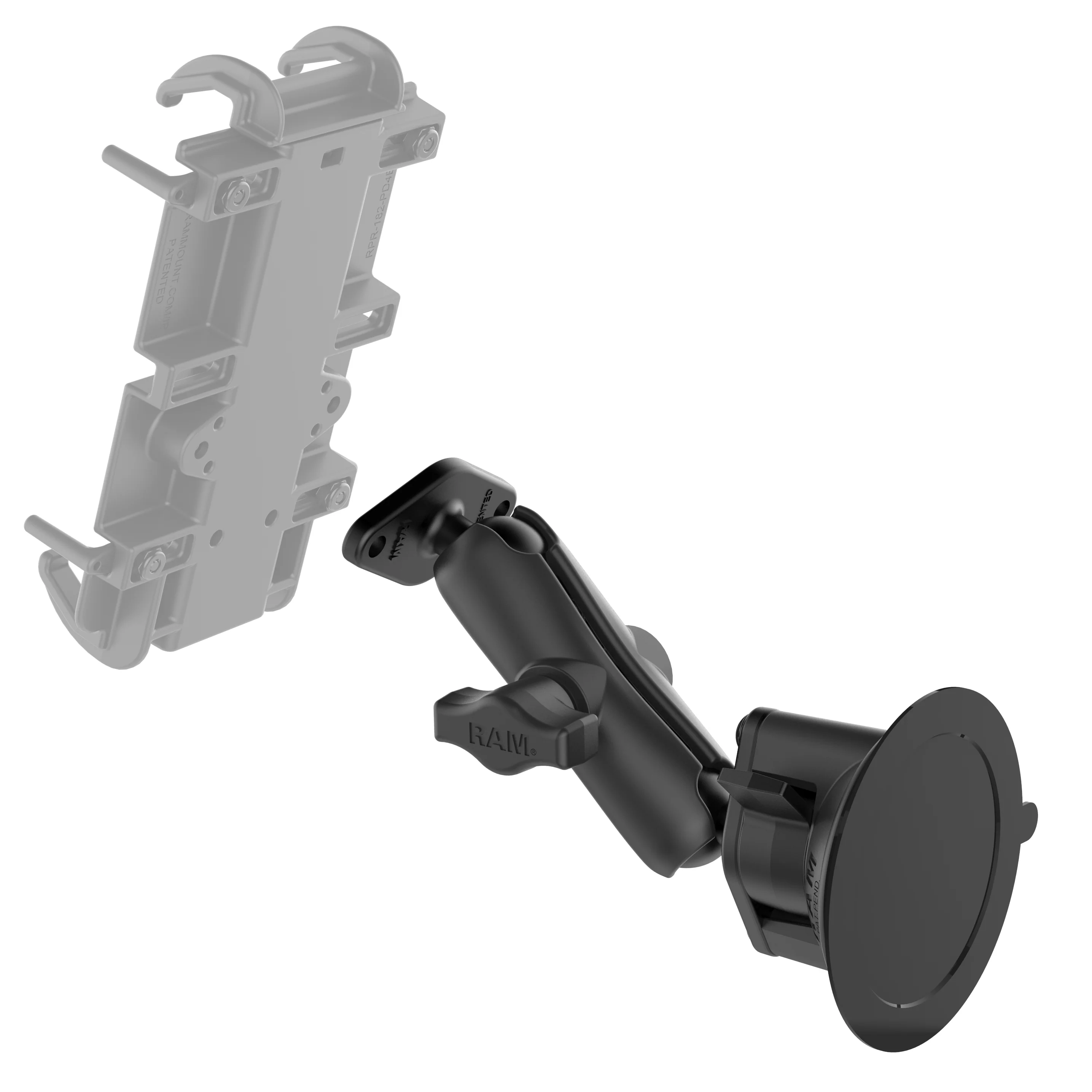 RAM® Twist-Lock⢠Suction Cup Double Ball Mount - Medium - Image 3