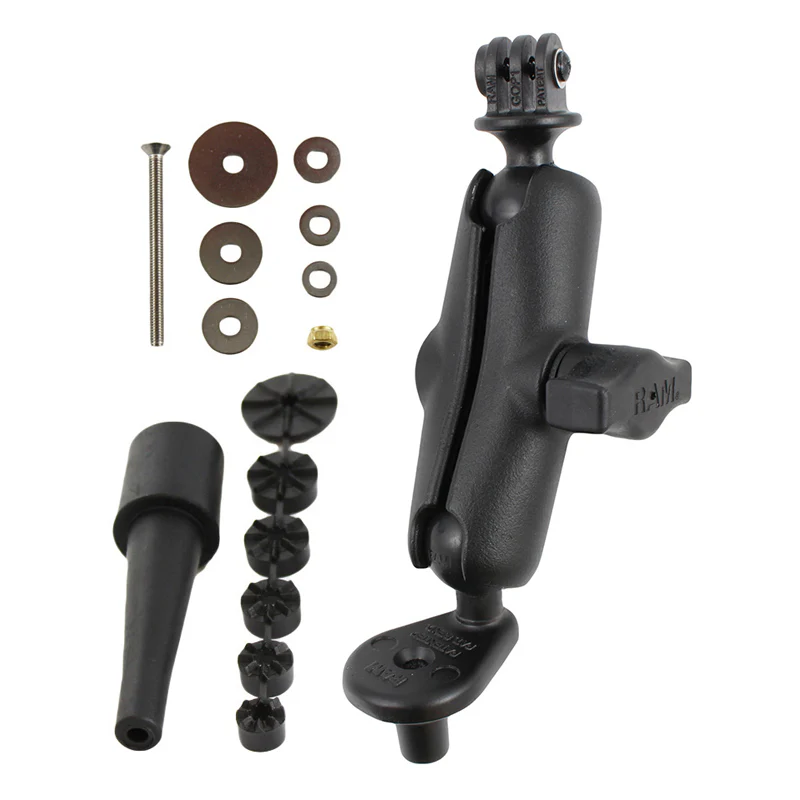 RAMĀ® Motorcycle Fork Stem Mount with Universal Action Camera Adapter - Image 3