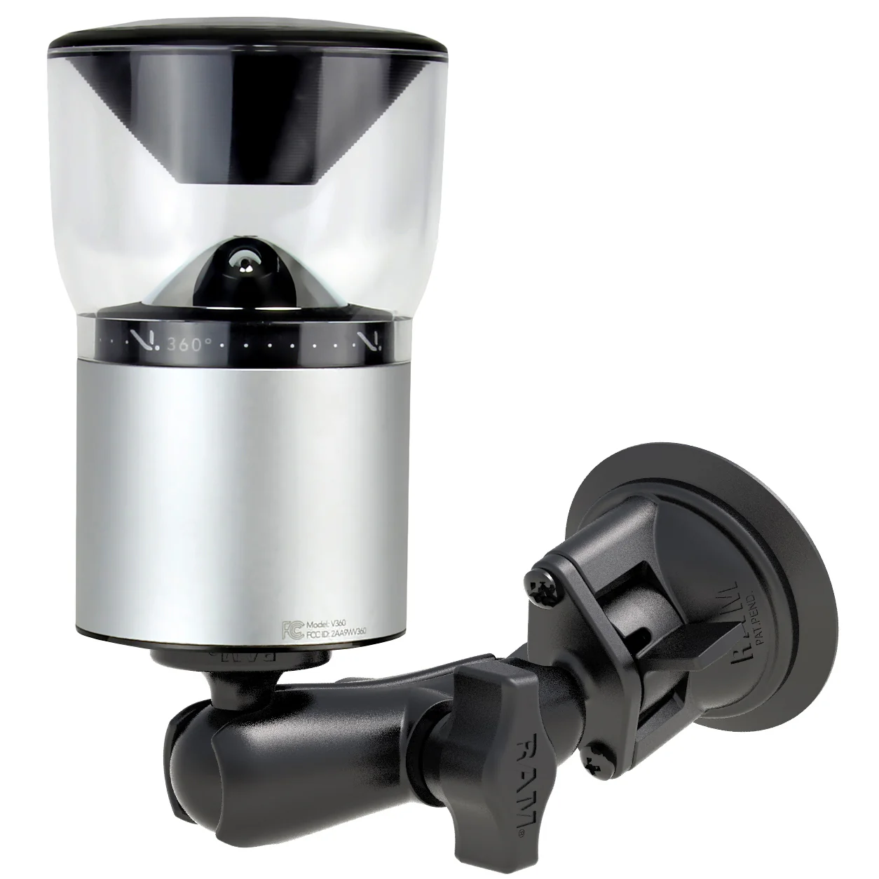 RAM® Twist-Lock™ Suction Cup Mount with 1/4"-20 Camera Adapter - Medium - Image 2