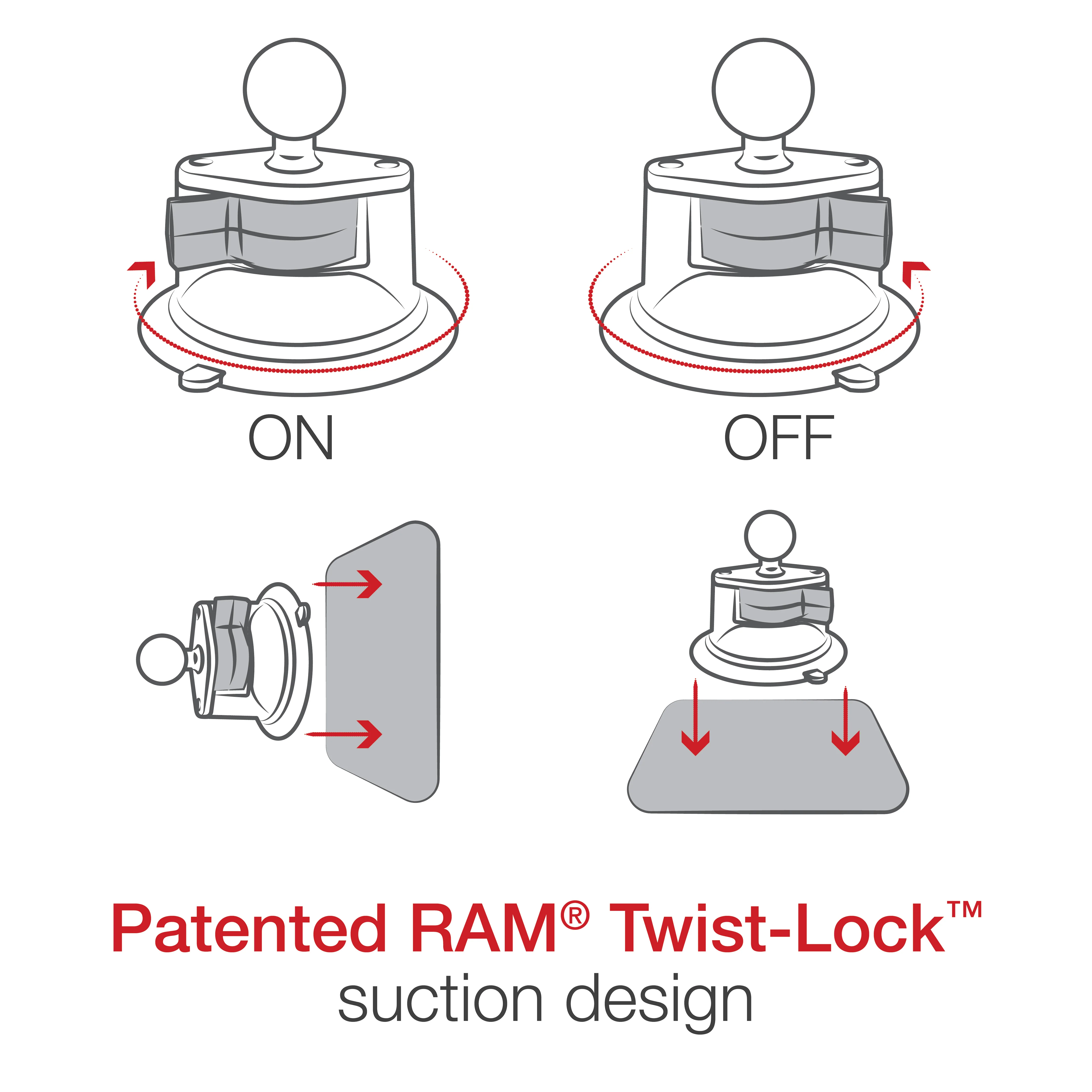 RAM® Twist-Lock⢠Suction Cup Base with Ball - Image 3