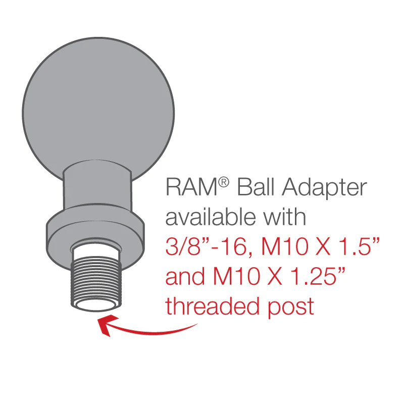 RAM® Ball Adapter with M10-1.25 Threaded Post - B Size - Image 5