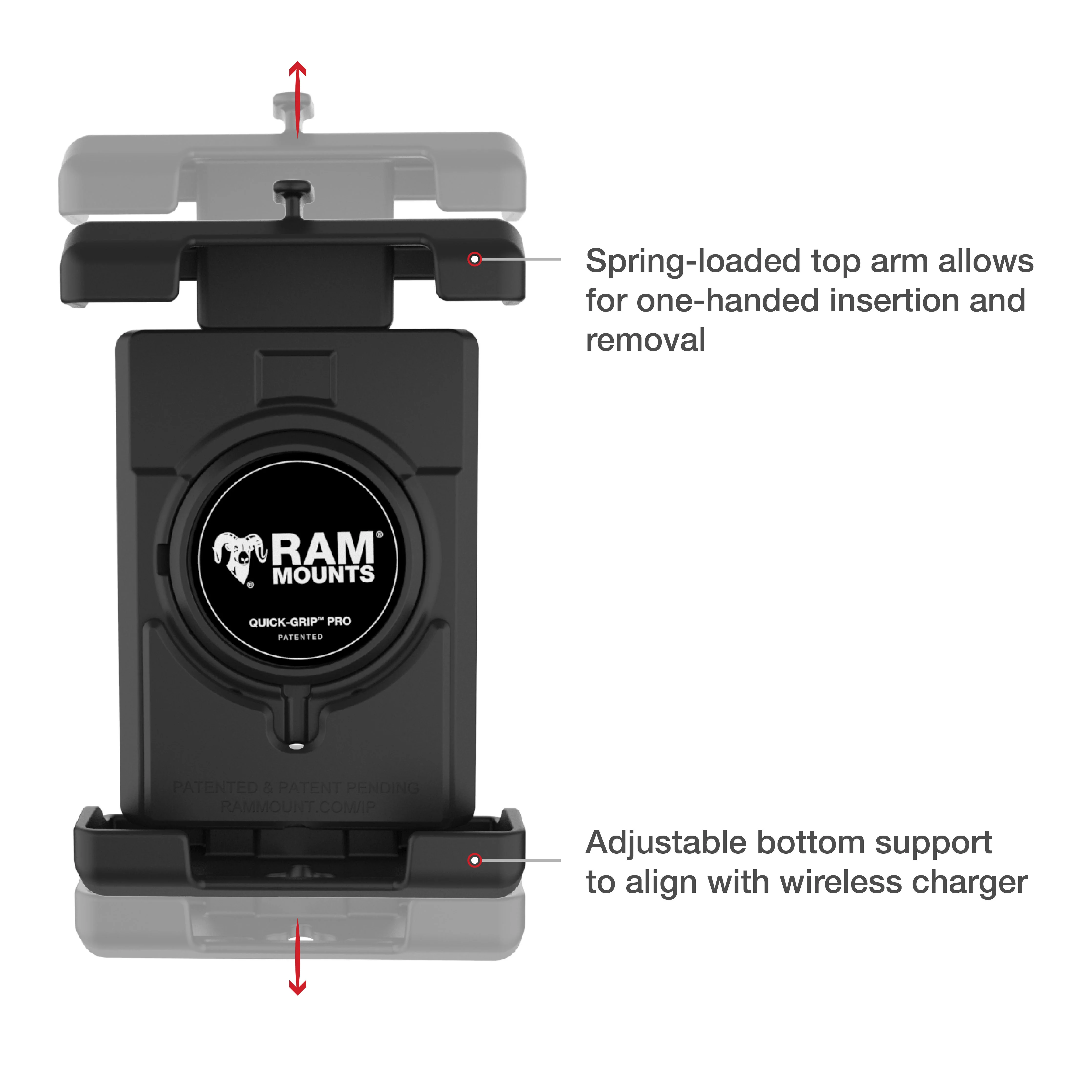 RAM® Quick-Grip™ Pro XL Phone Mount with Small Tough-Claw™ Base - Medium - Image 4
