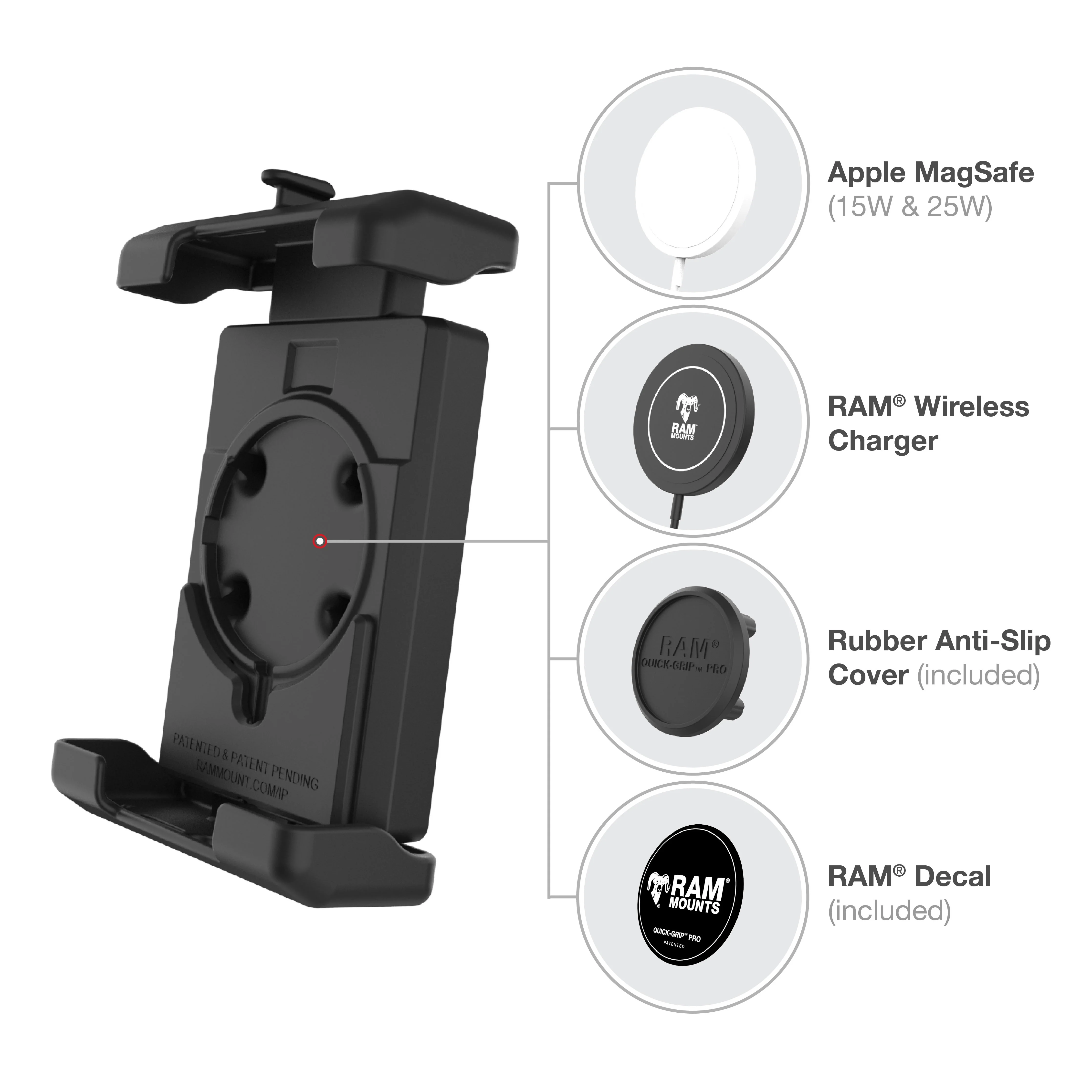 RAM® Quick-Grip™ Pro XL Phone Mount with Small Tough-Claw™ Base - Medium - Image 6