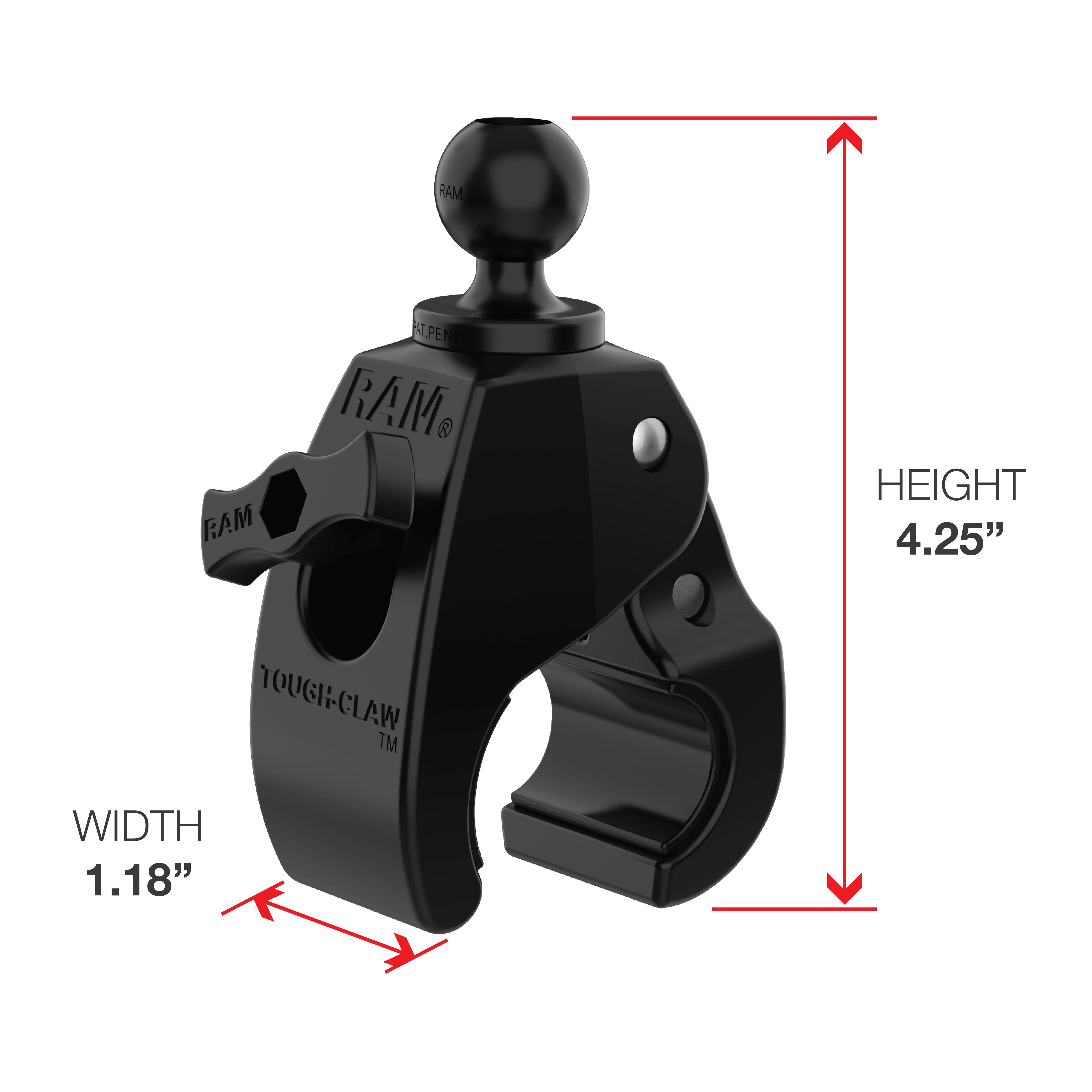 RAM® X-Grip® Large Phone Mount with Tough-Claw™ Medium Clamp Base - Long - Image 3