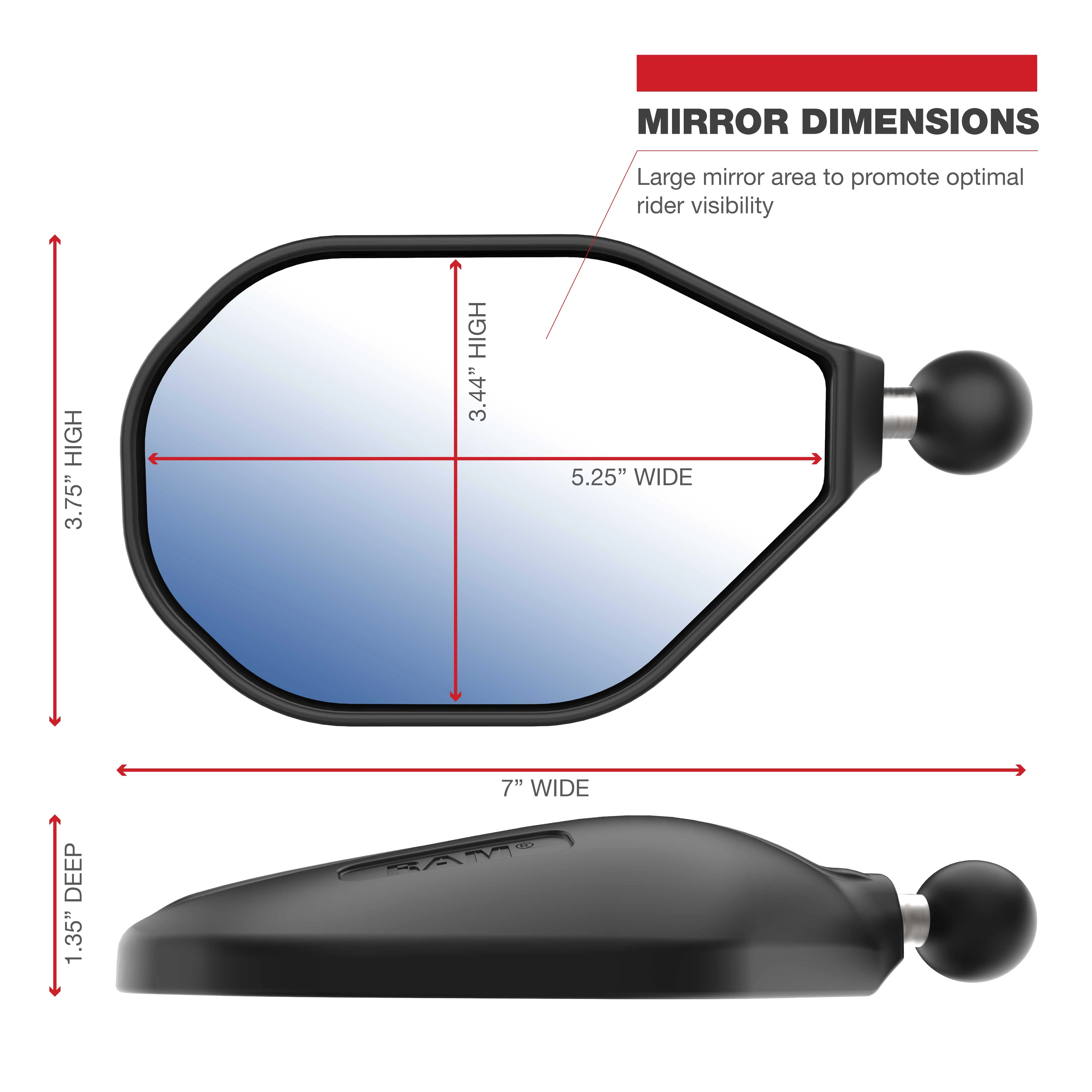 RAM® Tough-Mirror™ Left & Right Mirrors with Ball - Image 3