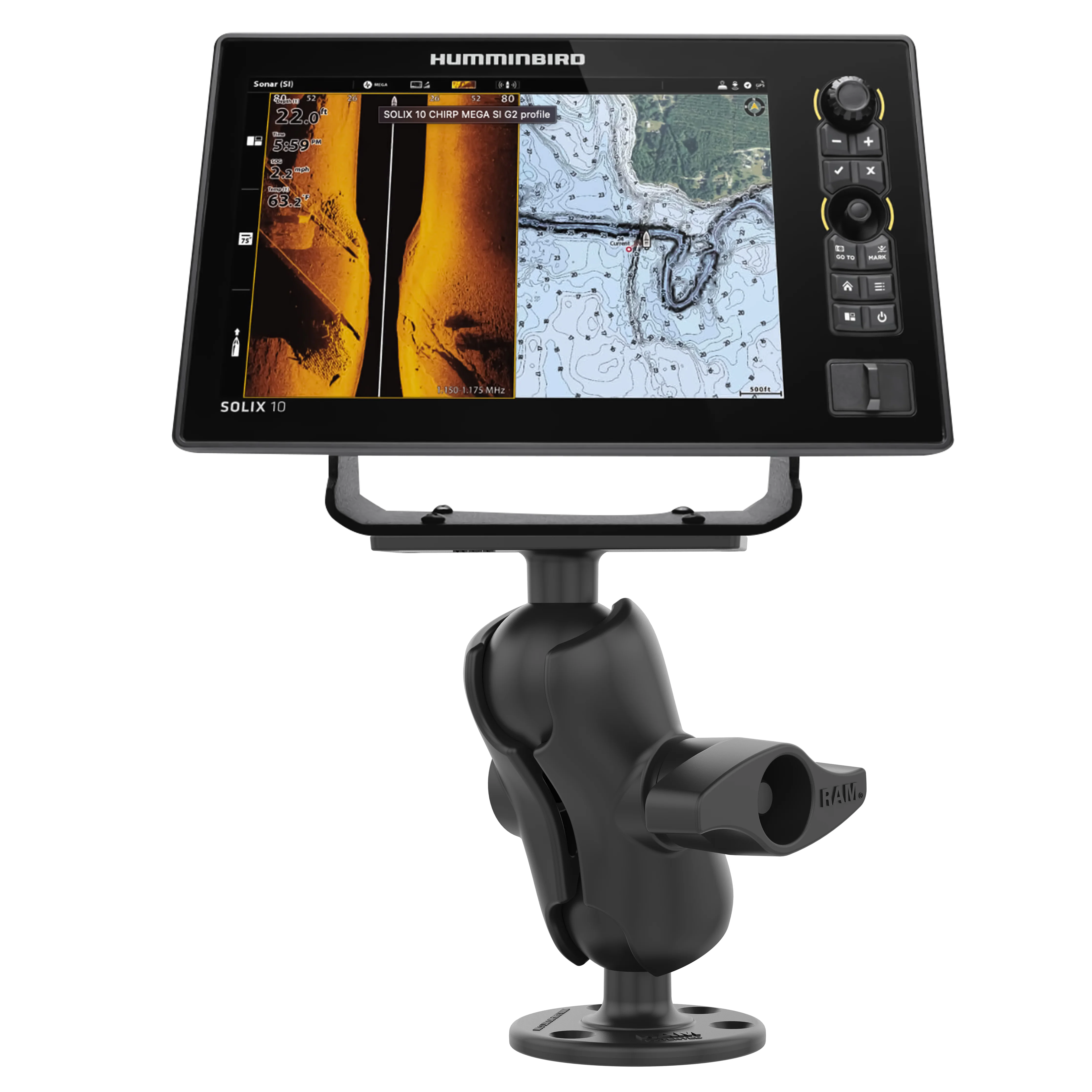 RAMĀ® Drill-Down Ball Mount for Humminbird Helix 8-10 & XPLORE Series