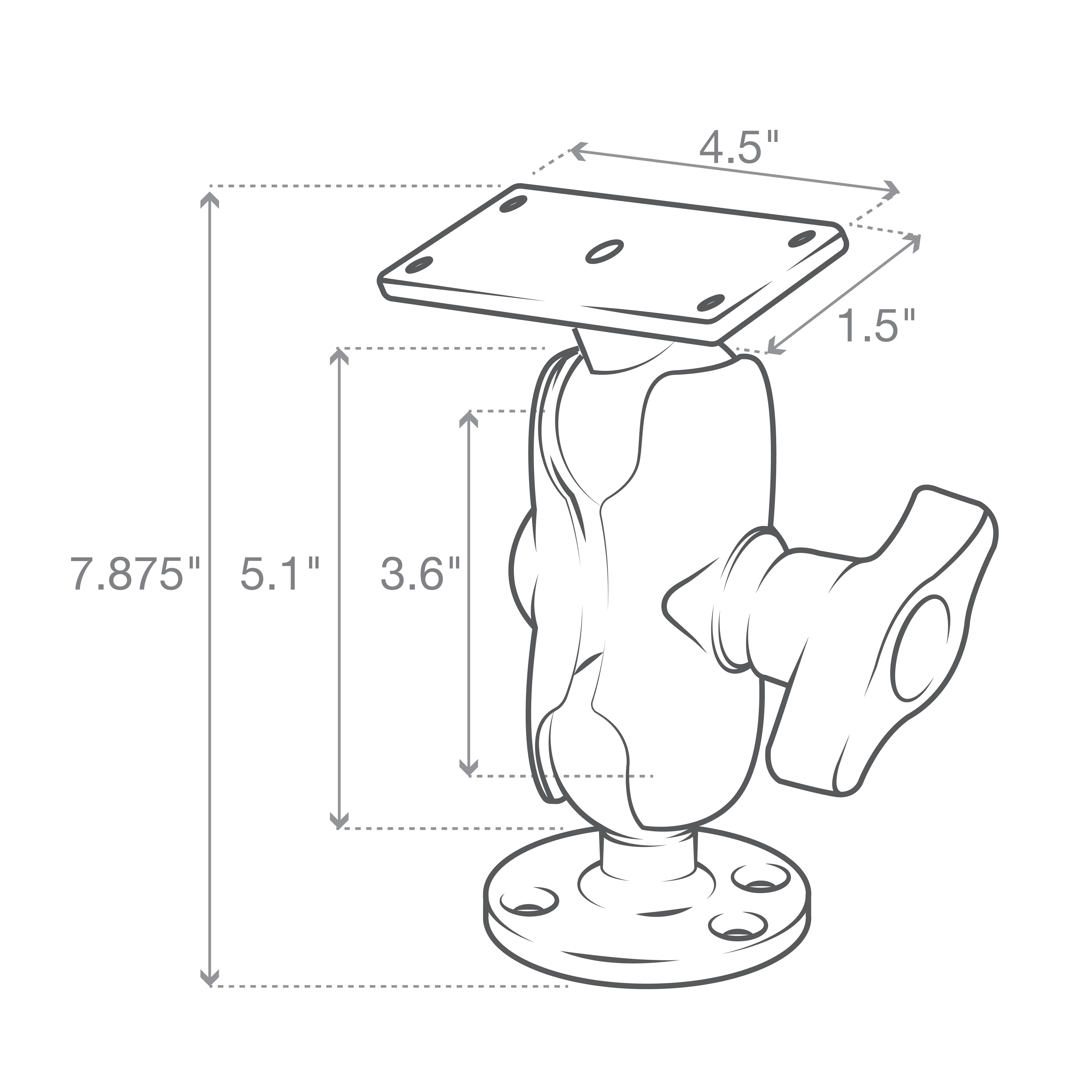 RAMĀ® Drill-Down Ball Mount for Humminbird Helix 8-10 & XPLORE Series - Image 3