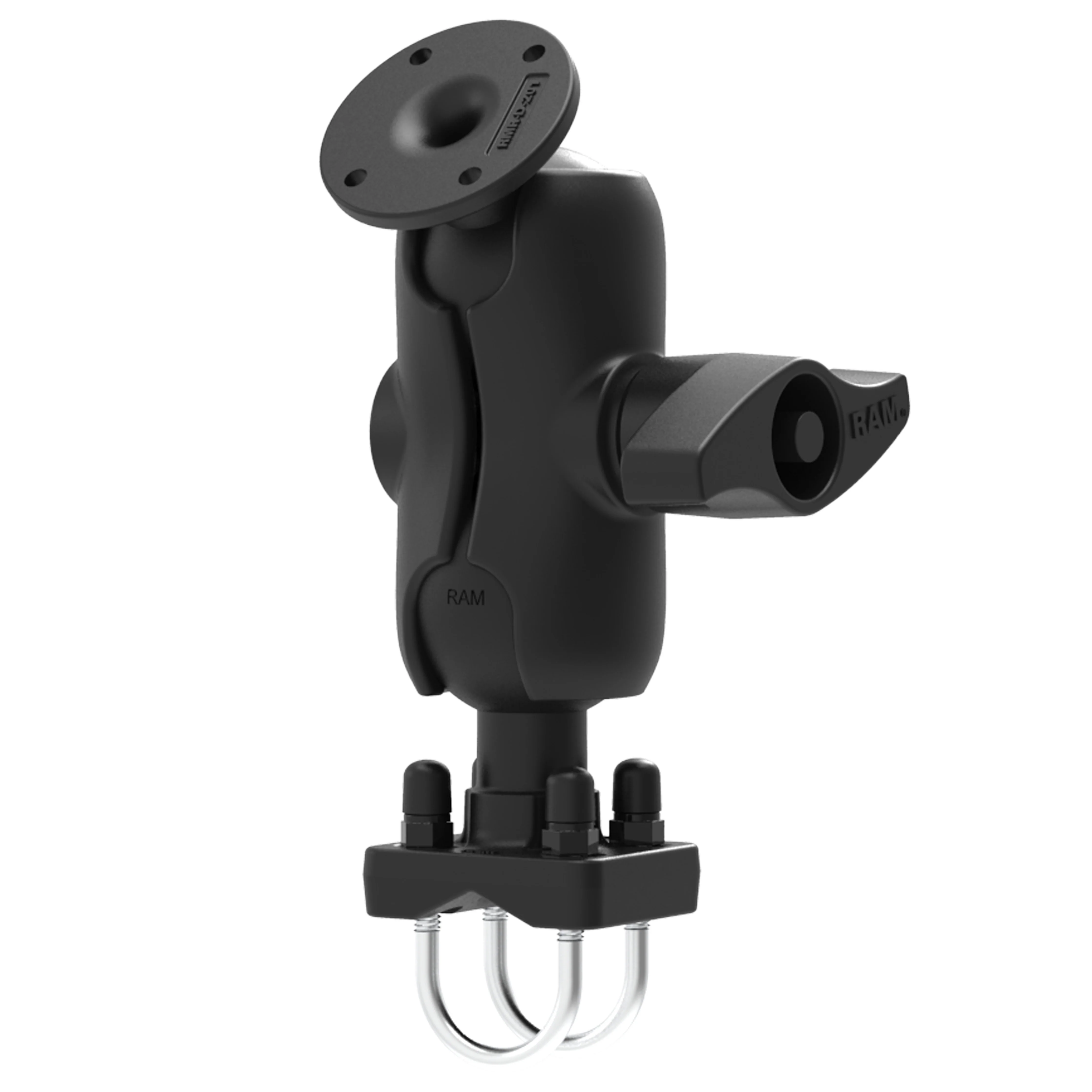 RAM® Double U-Bolt Rail Mount with Round AMPS Plate
