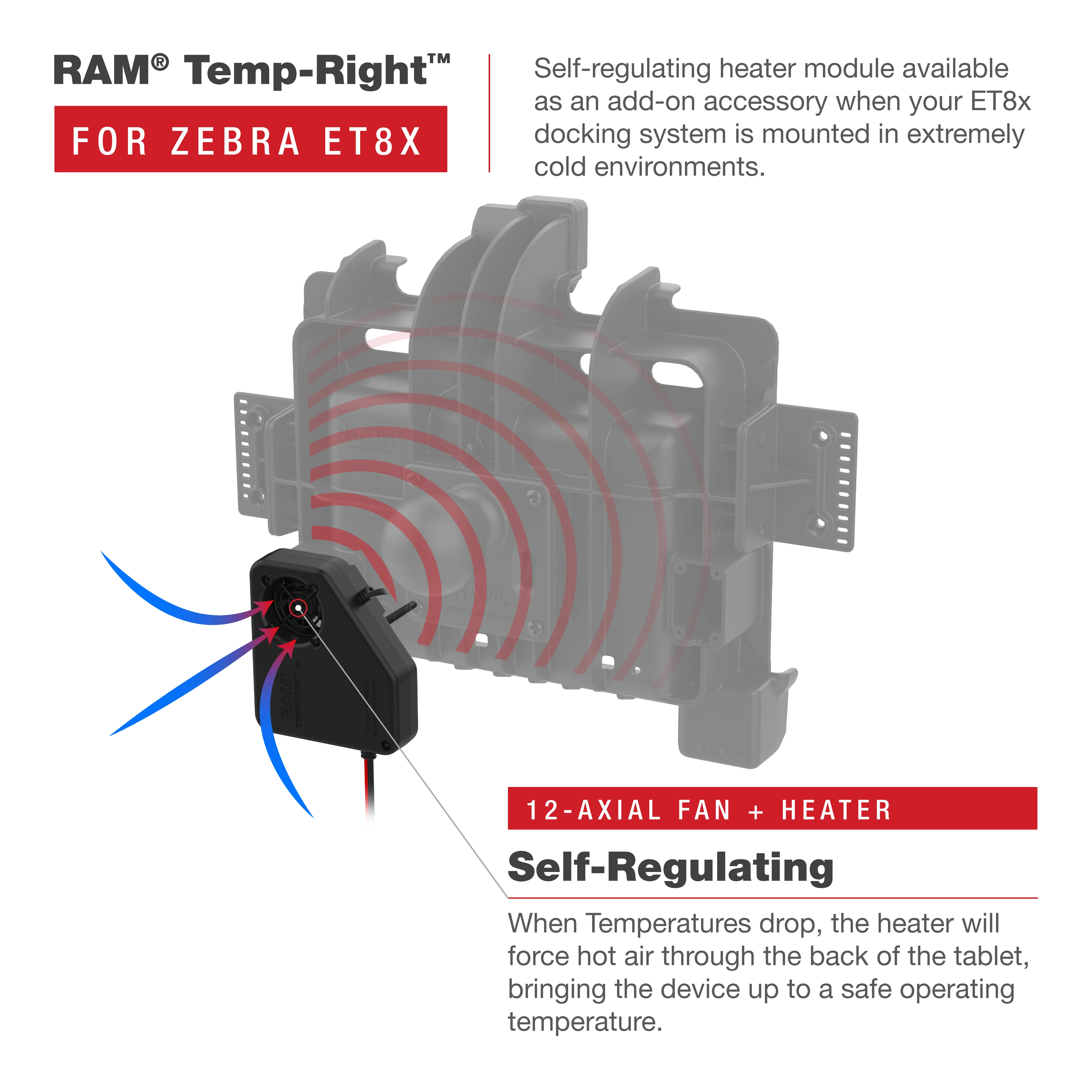 RAM® Temp-Right™ Dock Heating Module for Zebra ET8x 2-in-1 Tablet - Image 4