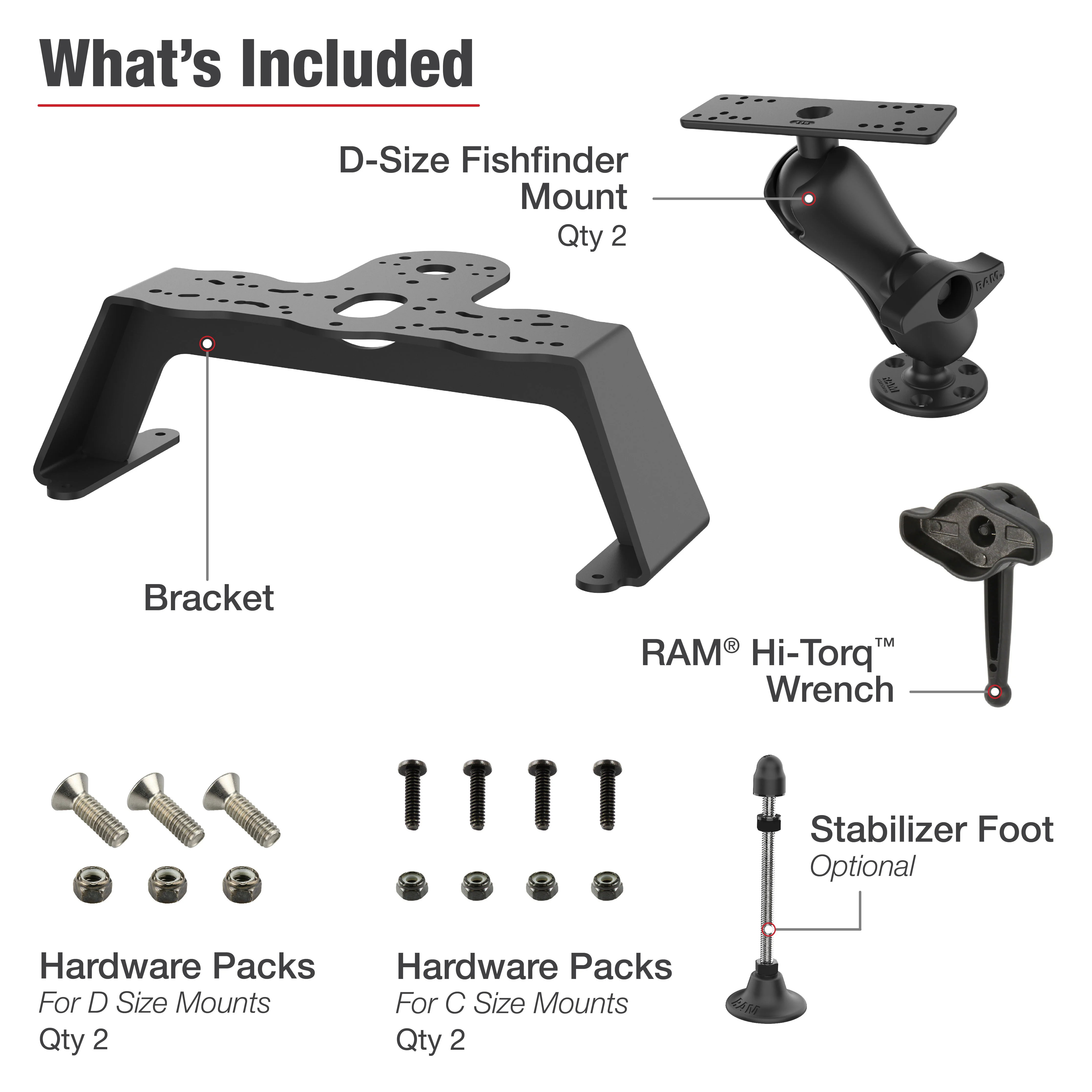 RAM® Fish Finder Deck Kit with Dual Marine Electronic Mount - Image 5