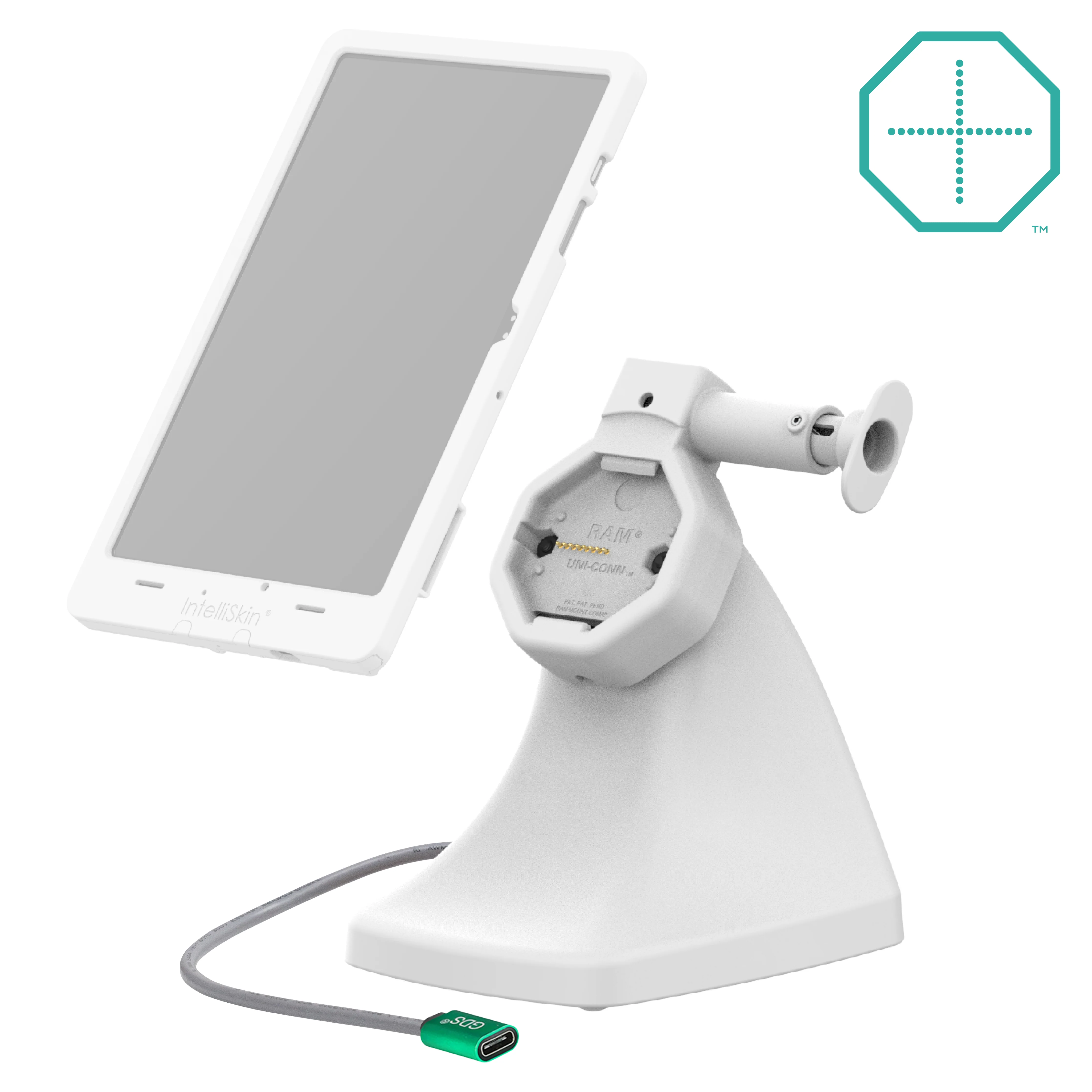 GDS® Uni-Conn⢠Powered Kiosk Dock with Release Button & USB-C - Gray - Image 2