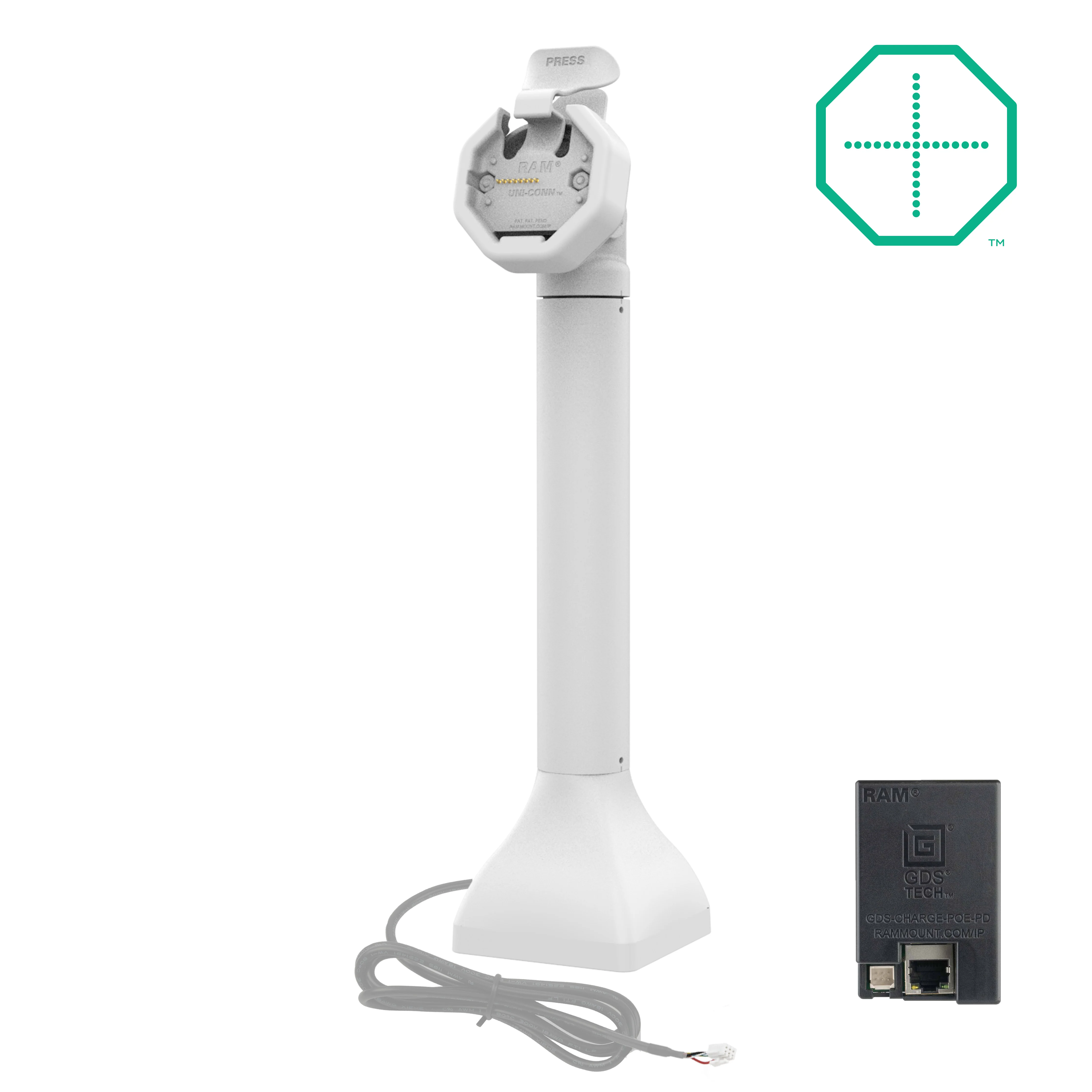 GDS® Uni-Conn⢠Powered 14" Pedestal Dock with PoE - Gray