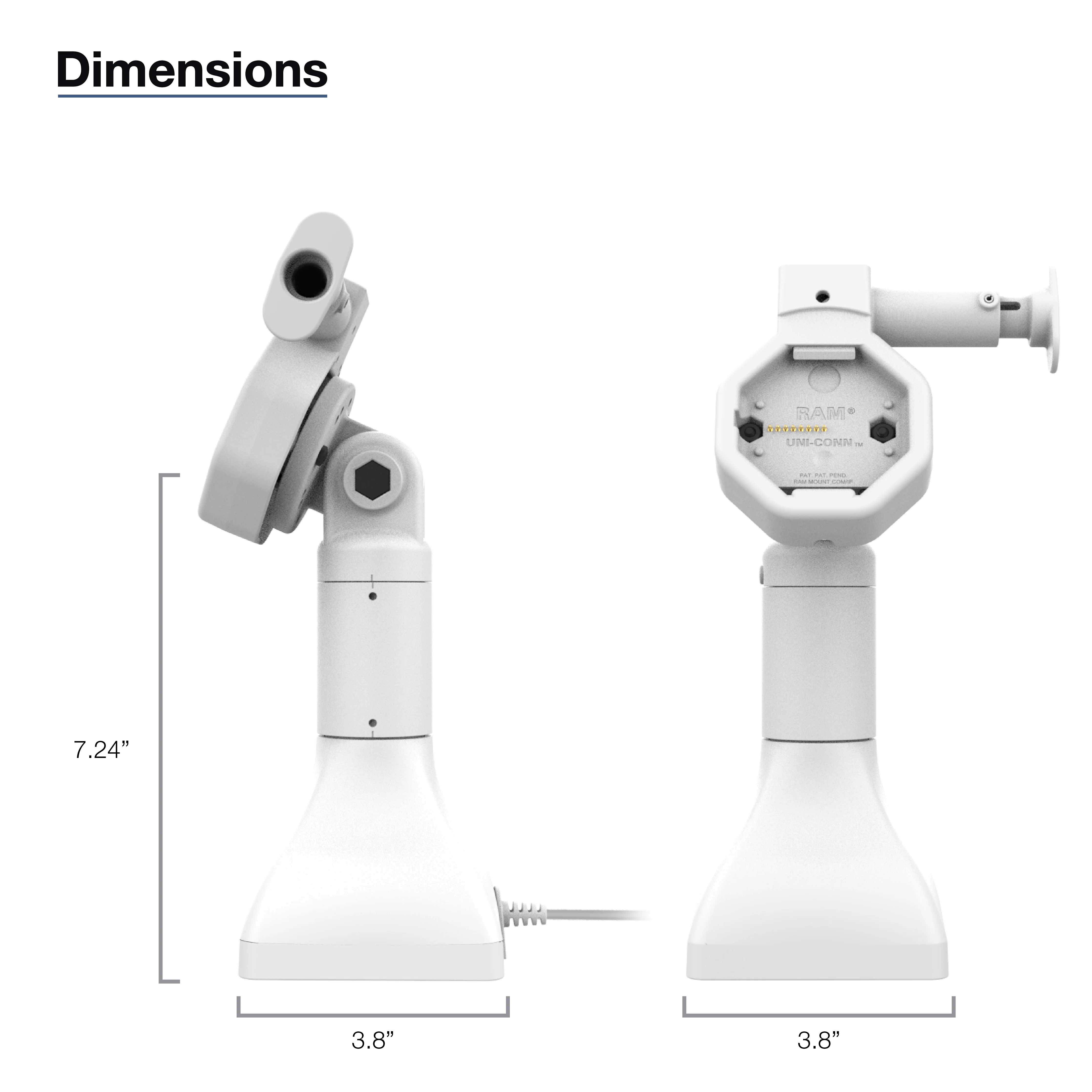 GDS® Uni-Conn™ Powered 7" Pedestal Dock with USB-C - Gray - Image 4