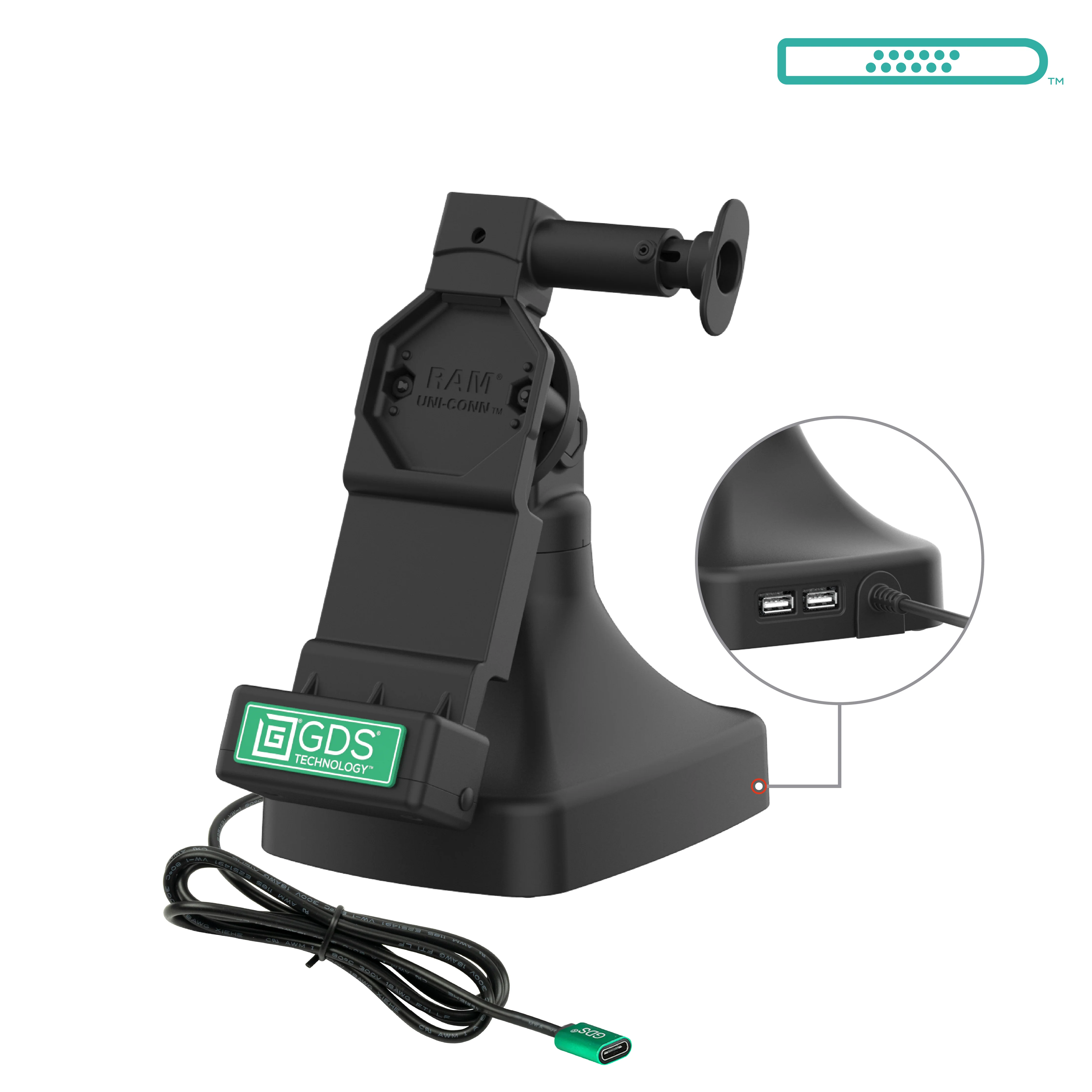 GDS® Uni-Conn⢠Tilt & Swivel Dock with USB-C + Data