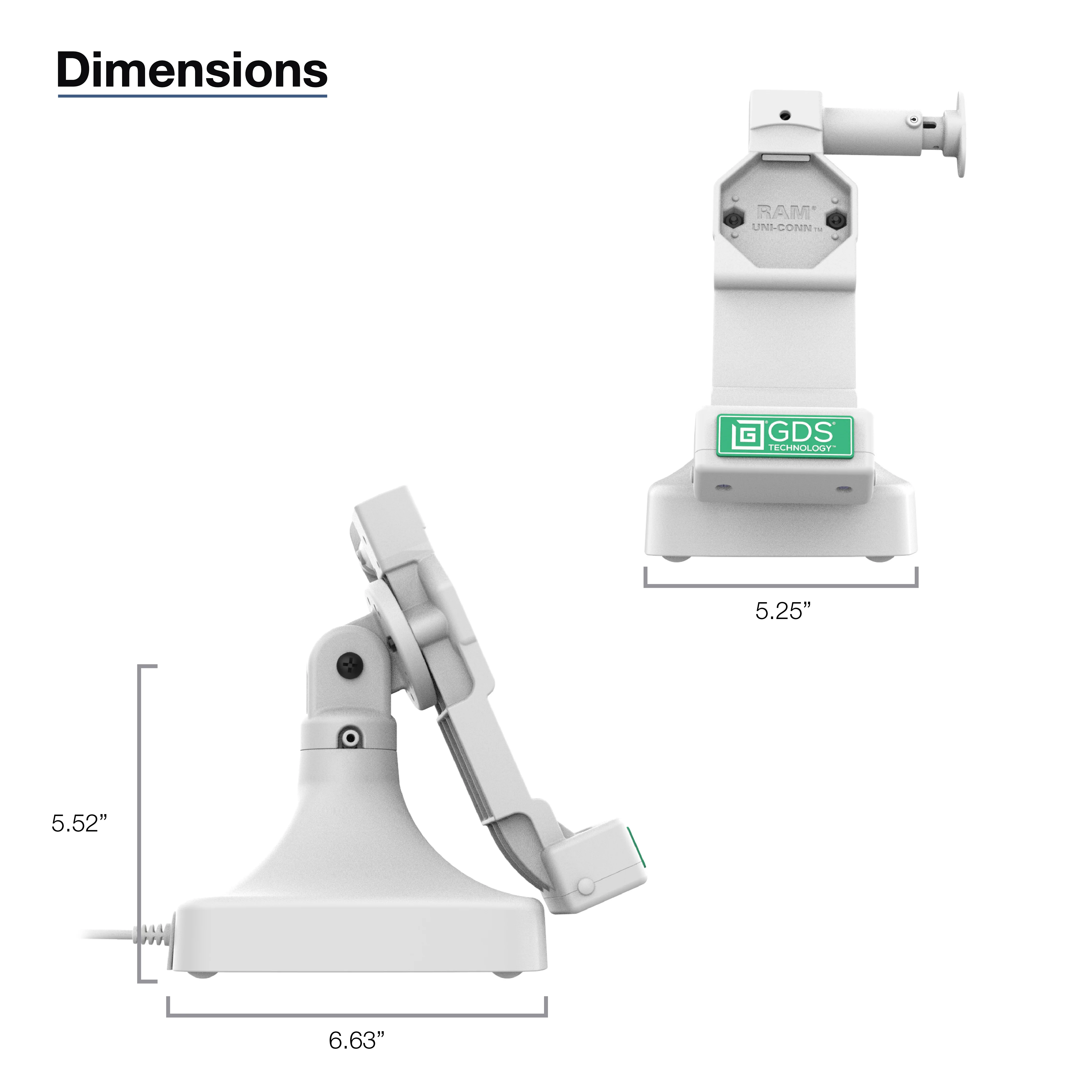 GDS® Uni-Conn⢠Tilt & Swivel Dock with USB-C + Data - Gray - Image 7