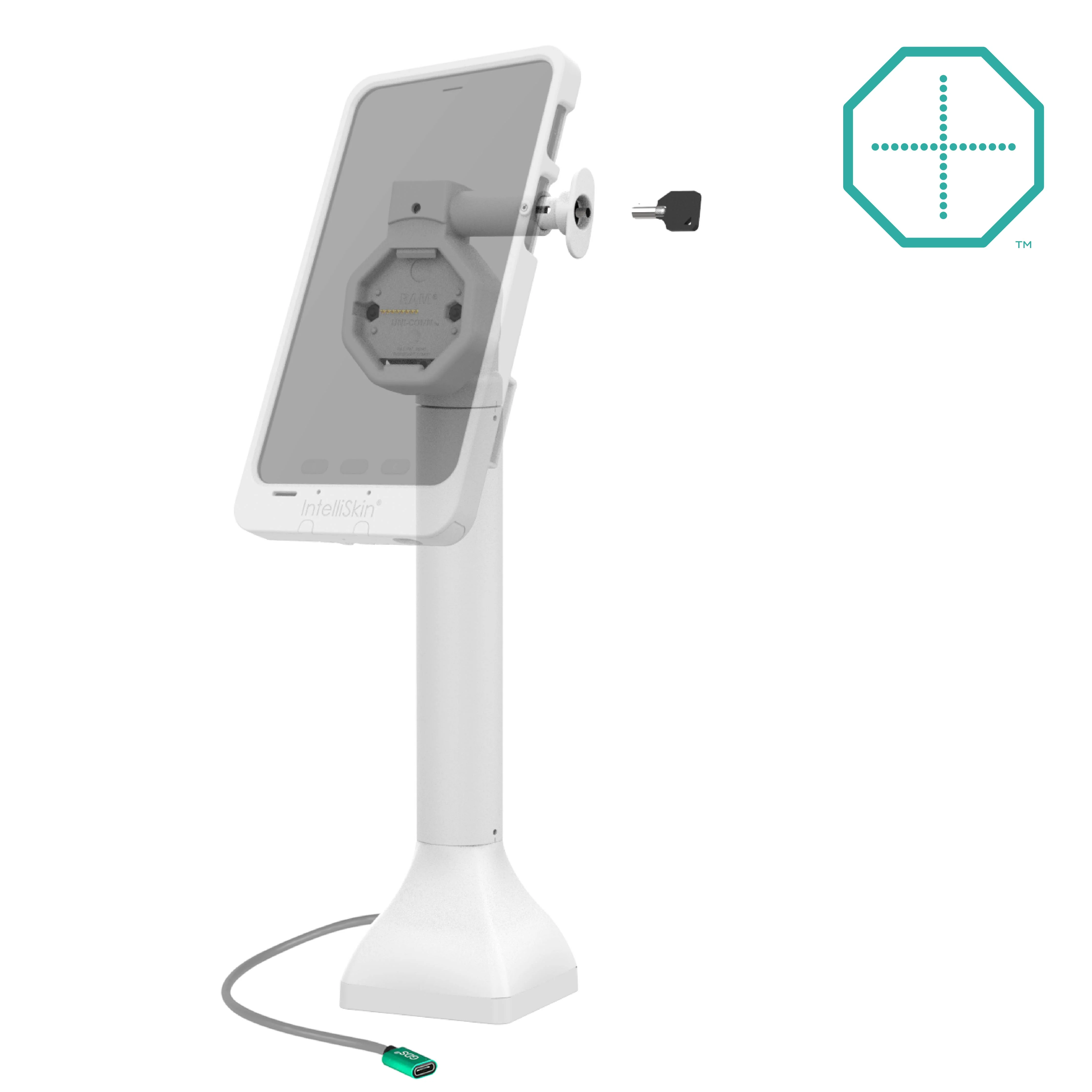 GDS® Uni-Conn™ Powered 14" Locking Pedestal Dock with USB-C - Gray - Image 2