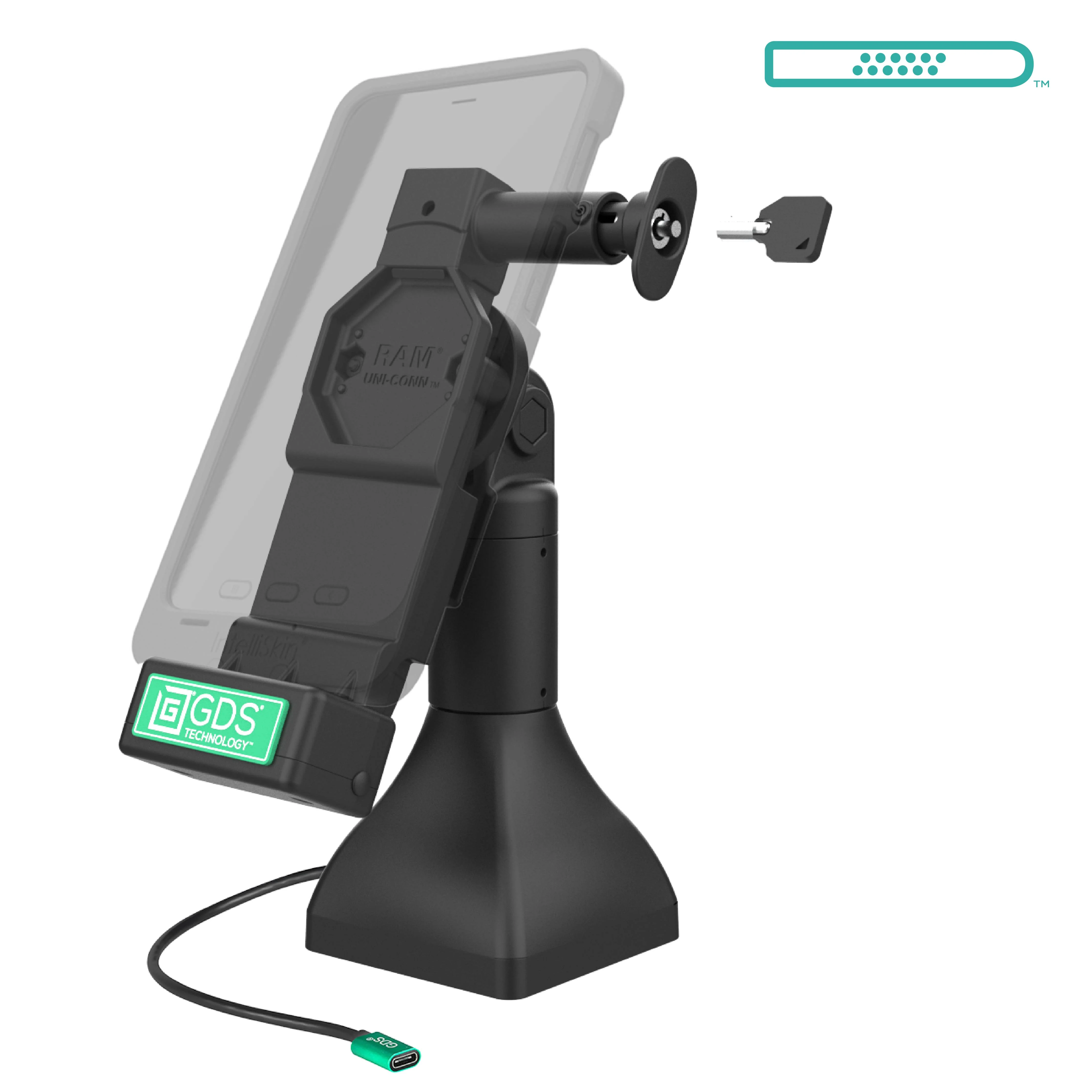 GDS® Uni-Conn⢠7" Locking Pedestal Dock with USB-C - Image 2