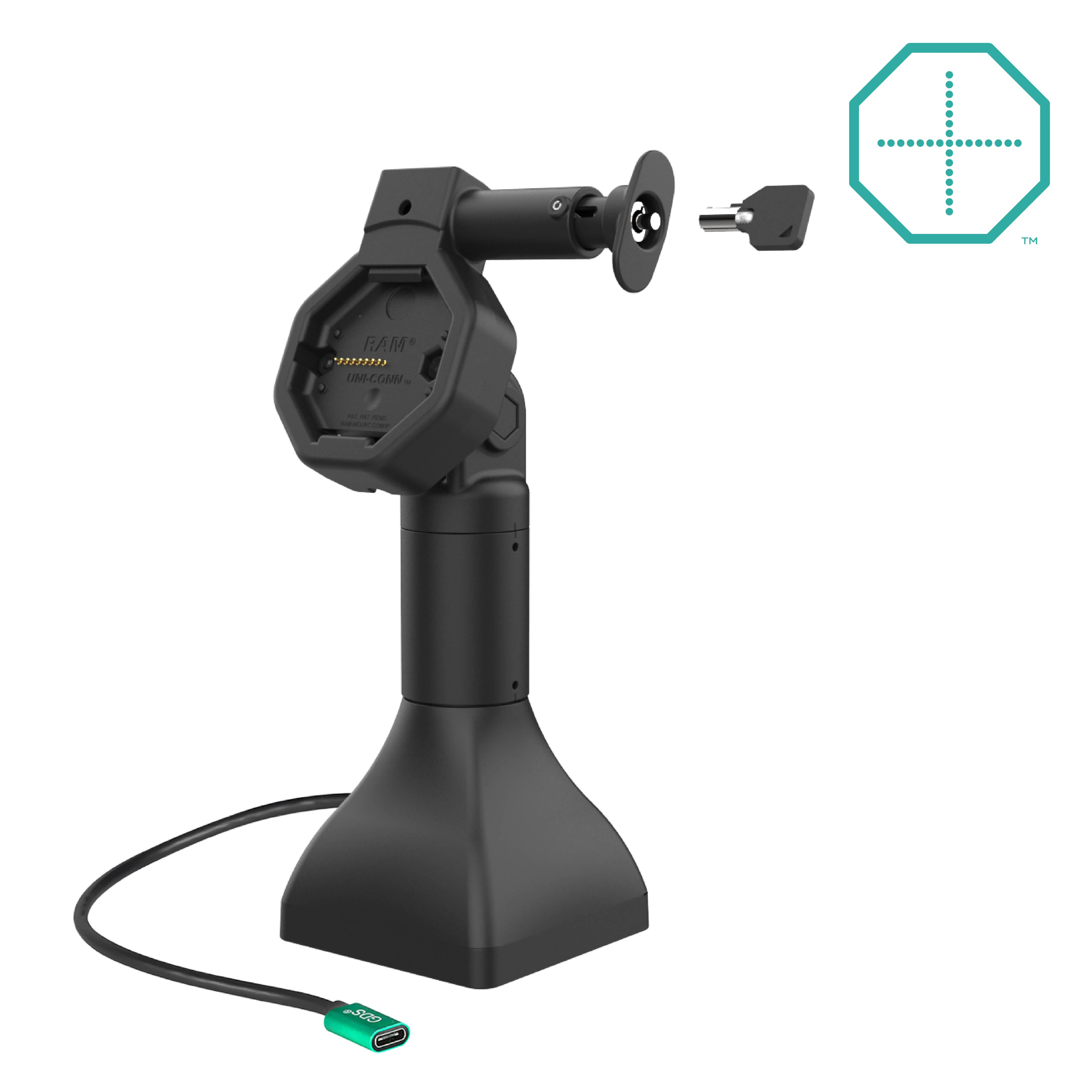 GDS® Uni-Conn⢠Powered 7" Locking Pedestal Dock with USB-C