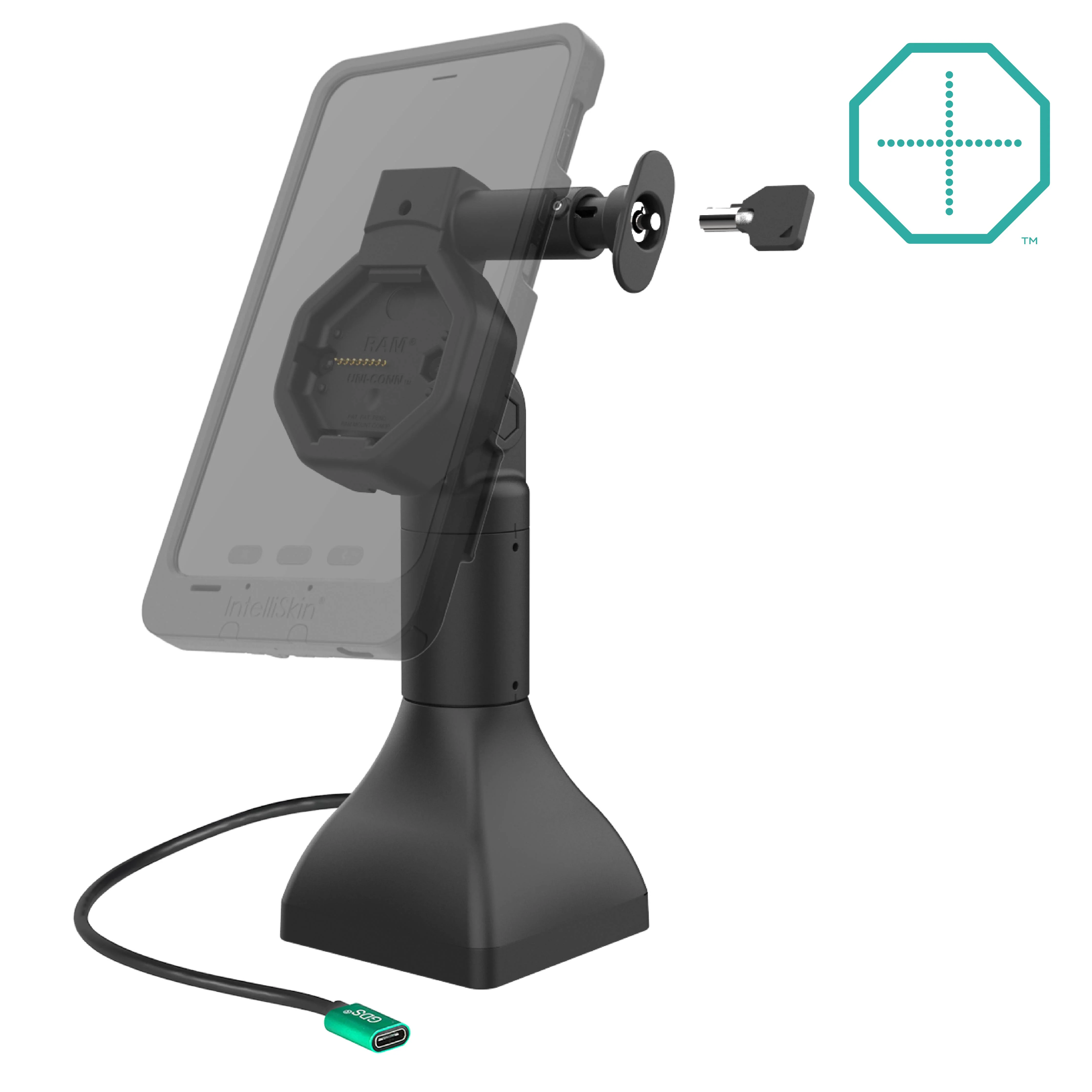 GDS® Uni-Conn⢠Powered 7" Locking Pedestal Dock with USB-C - Image 2