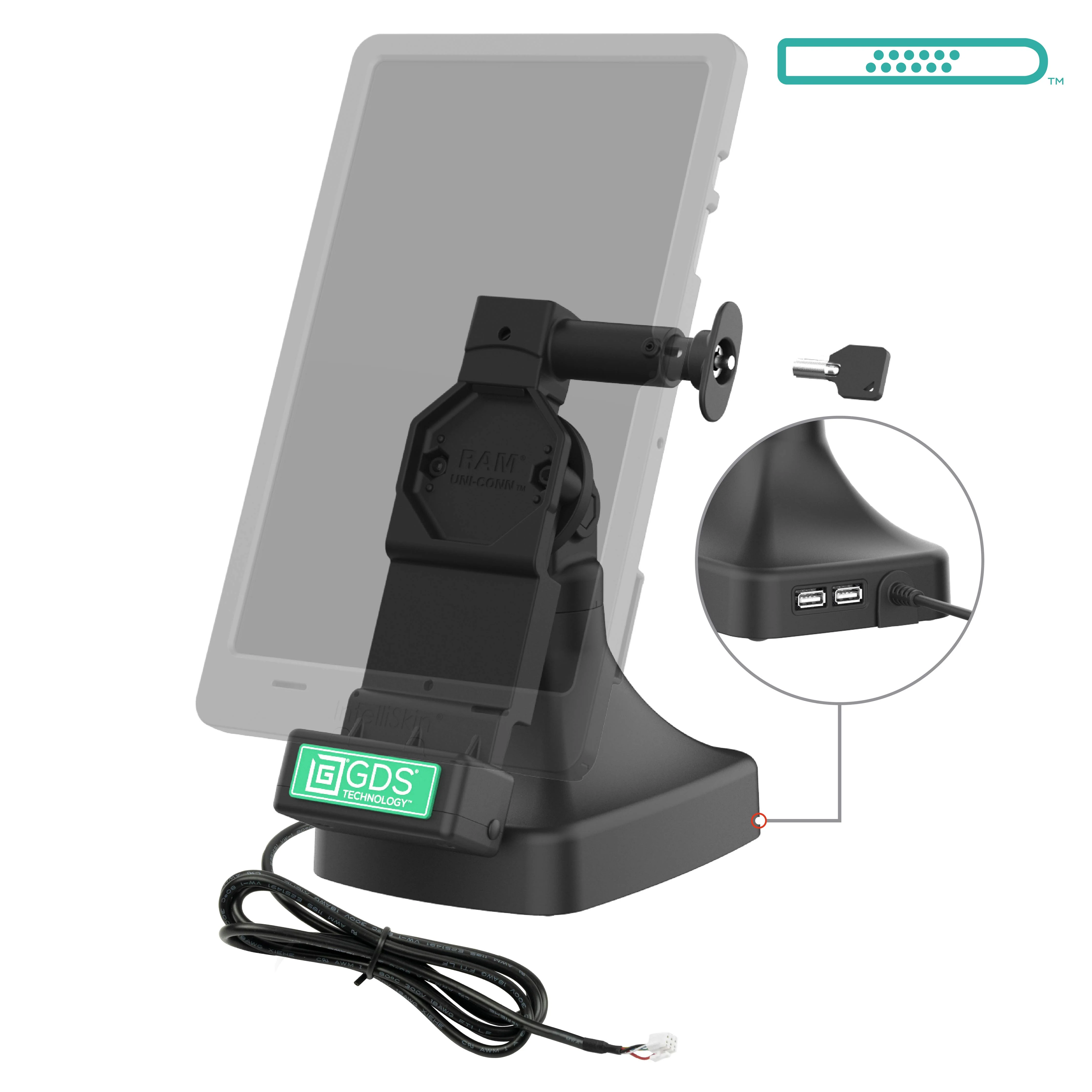 GDS® Uni-Conn⢠Locking Tilt & Swivel Dock with PoE + Data - Image 2