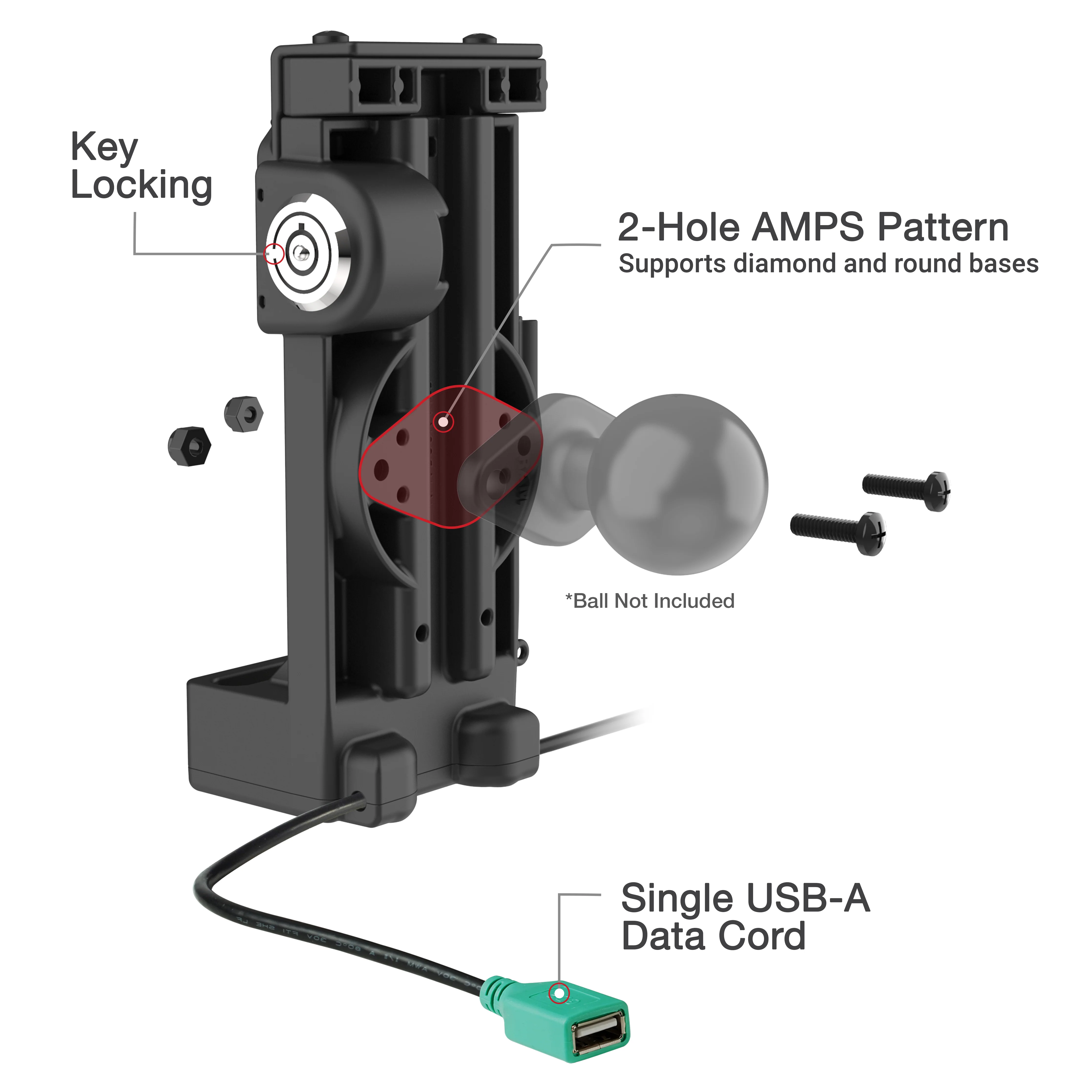 GDS® Uni-Conn™ Locking Spring Loaded Power + Single USB-A Dock - Image 5