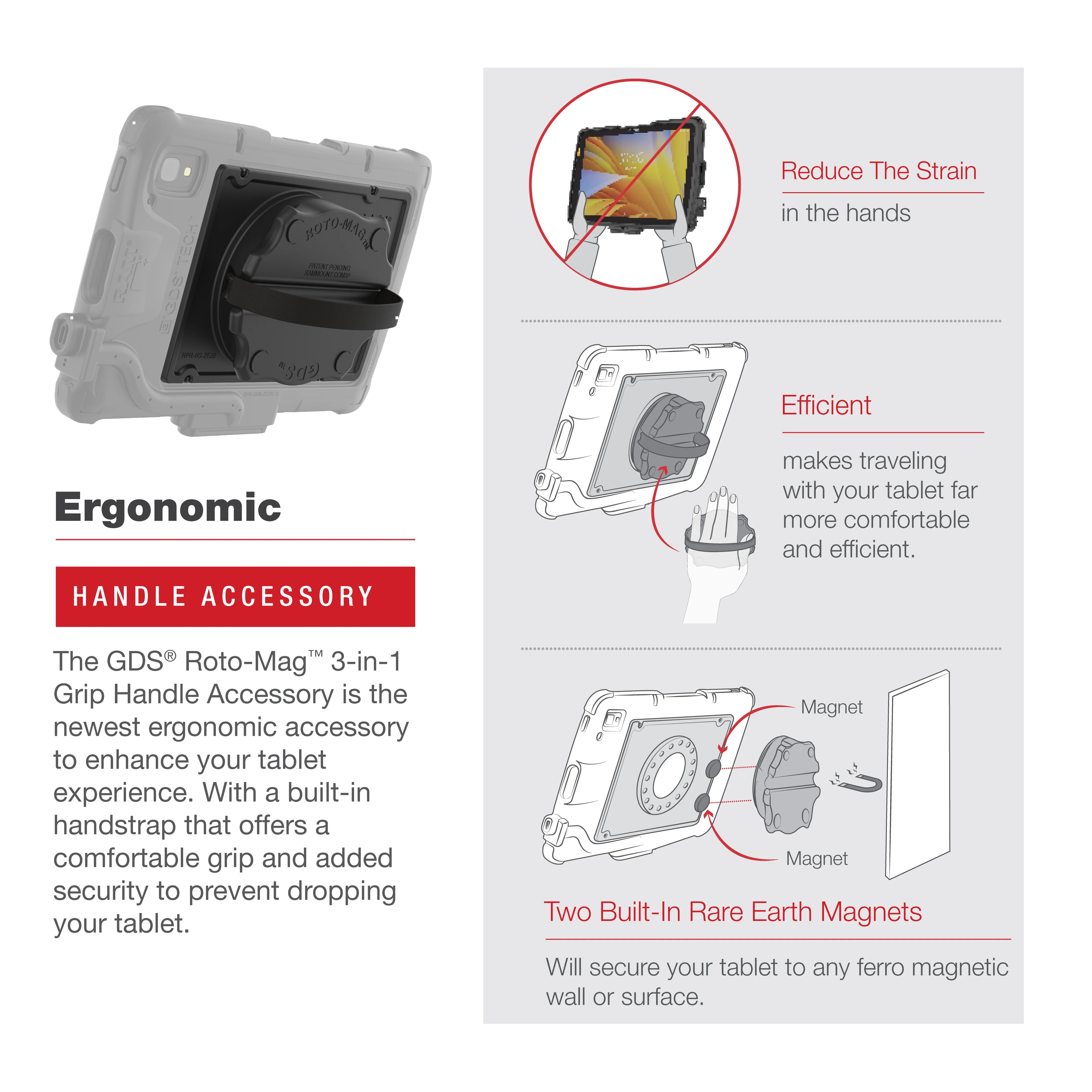 GDSĀ® Roto-Mag⢠3-in-1 Grip Handle Accessory for Zebra ET4x 8ā Tablet - Image 3